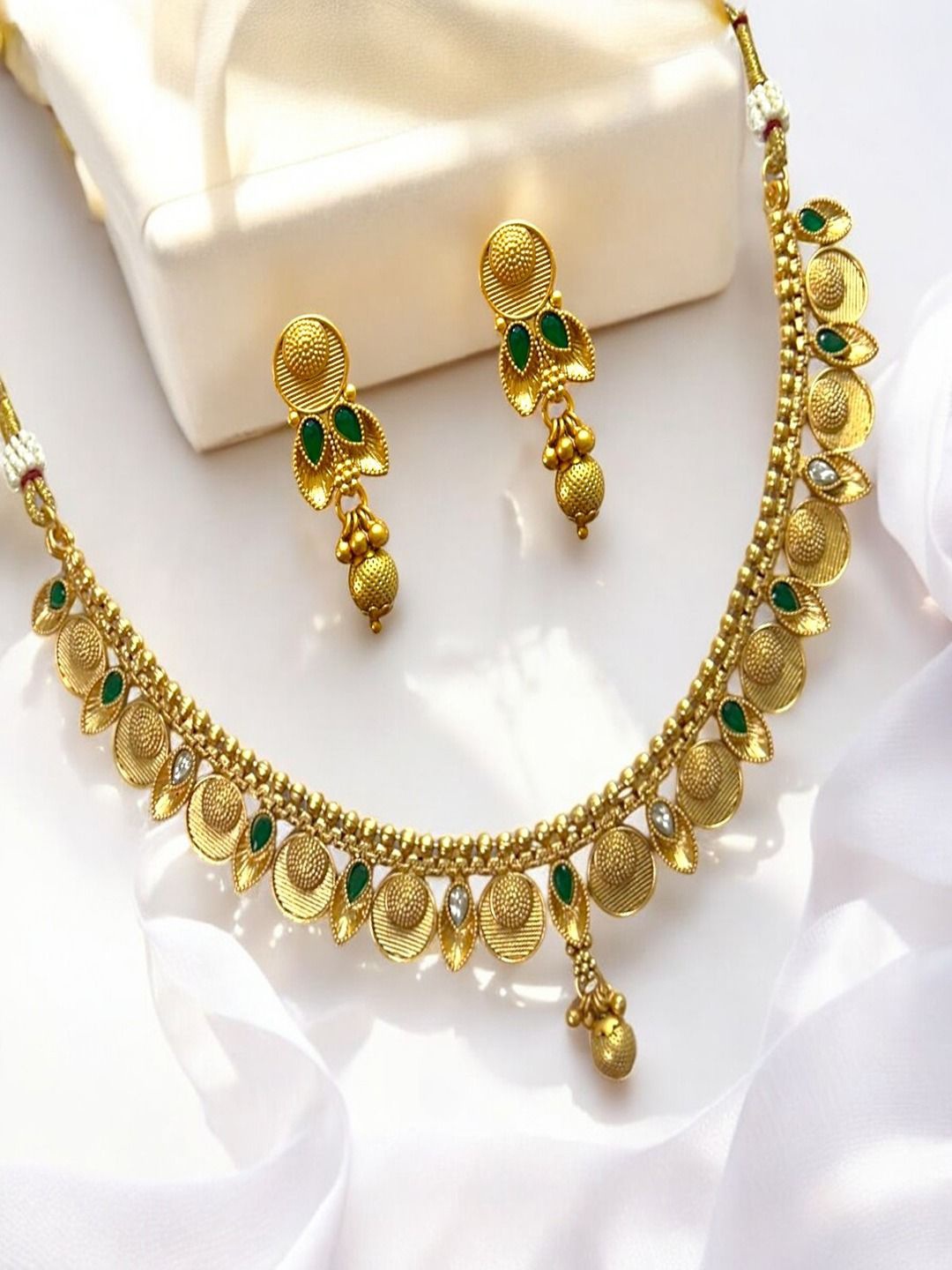 

AccessHer Gold-Plated Stone-Studded Jewellery Set