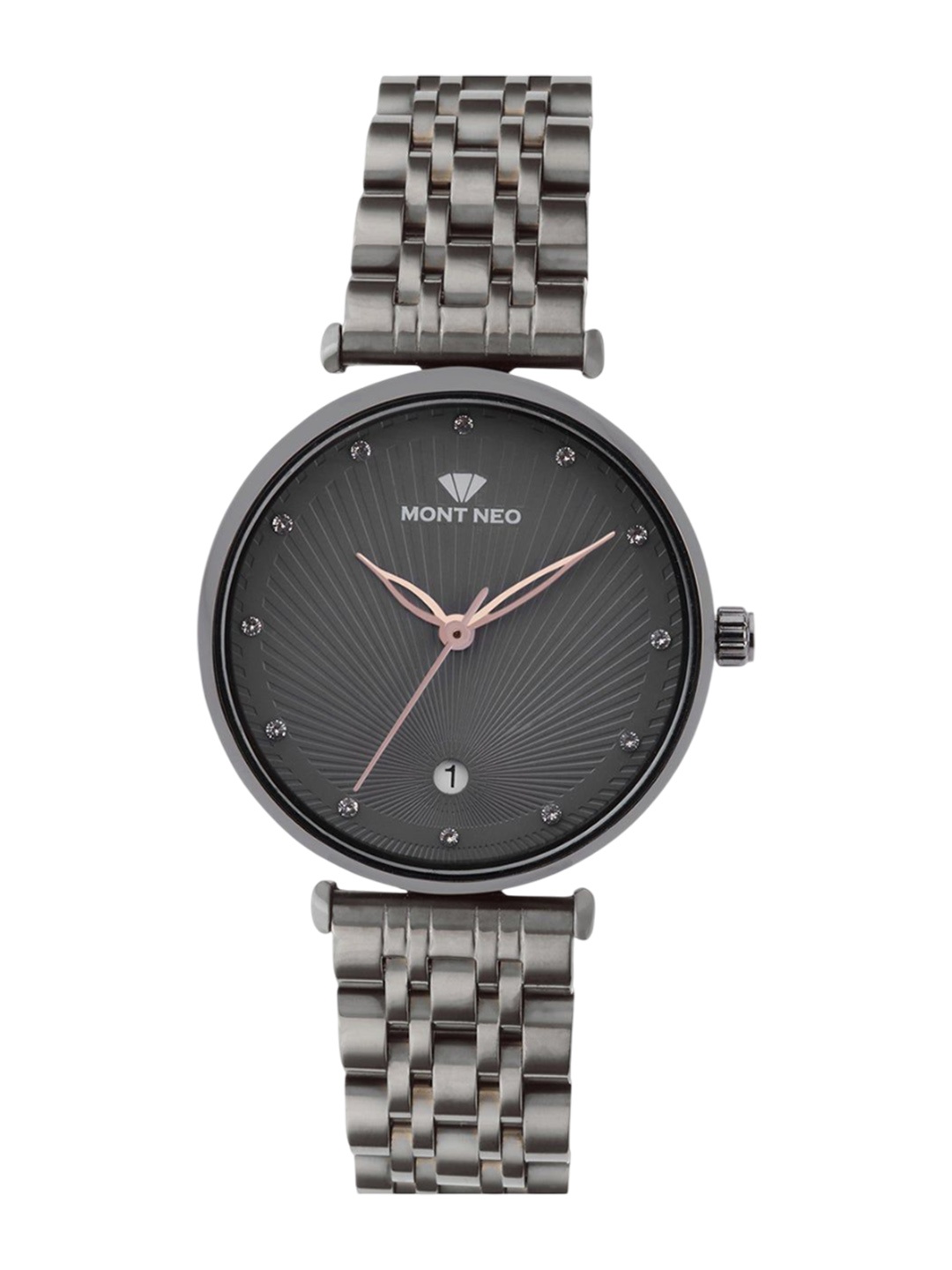 

MONT NEO Women Embellished Dial & Bracelet Style Straps Analogue Watch 9010E-M8816, Grey