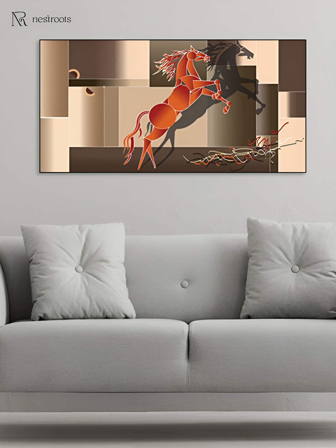 

nestroots Brown & Orange Colored Horses Printed Canvas Painting Wall Art