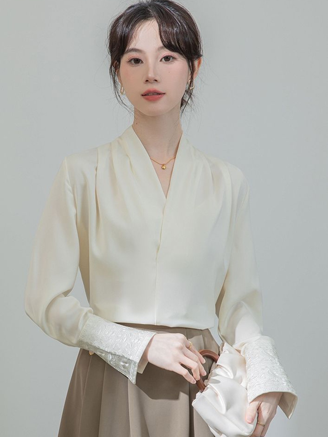 

LULU & SKY Shirt Style Top, Beige