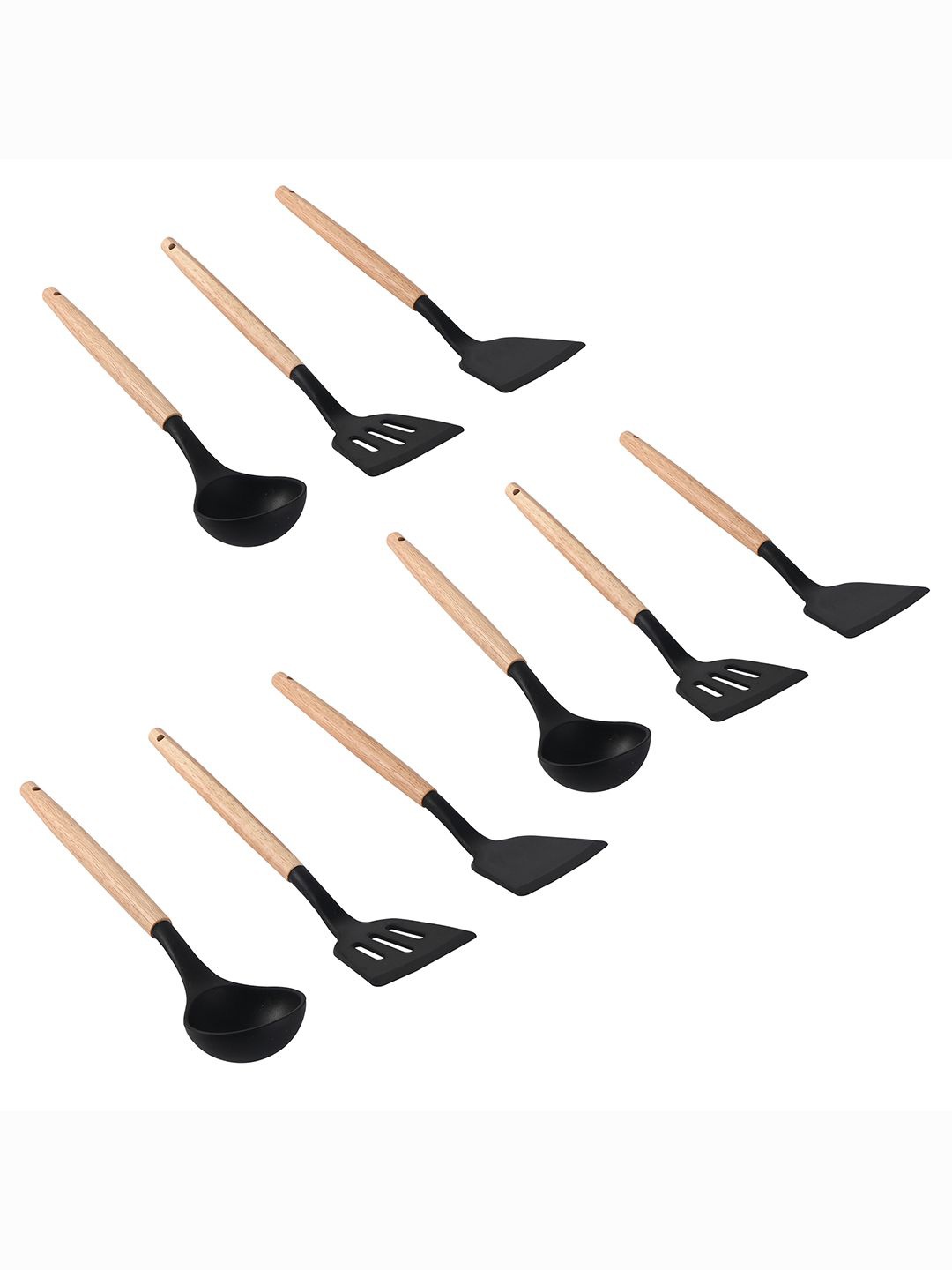 

Kuber Industries 9 Pcs Silicone Nonstick Spatulas, Black