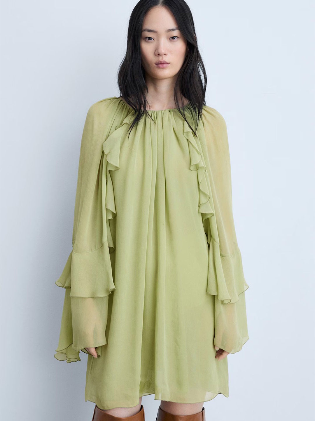 

LULU & SKY Bell Sleeve A-Line Dress, Green
