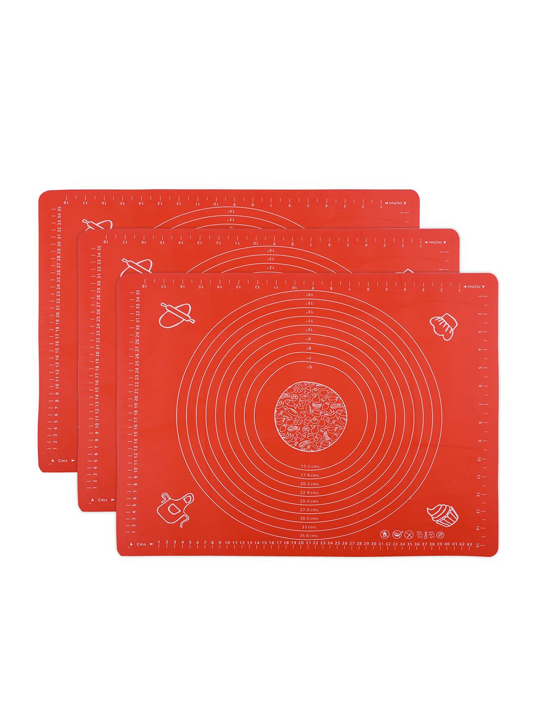 

Kuber Industries 3-Pcs Red Printed Silicone Reusable Chapati & Roti Mat