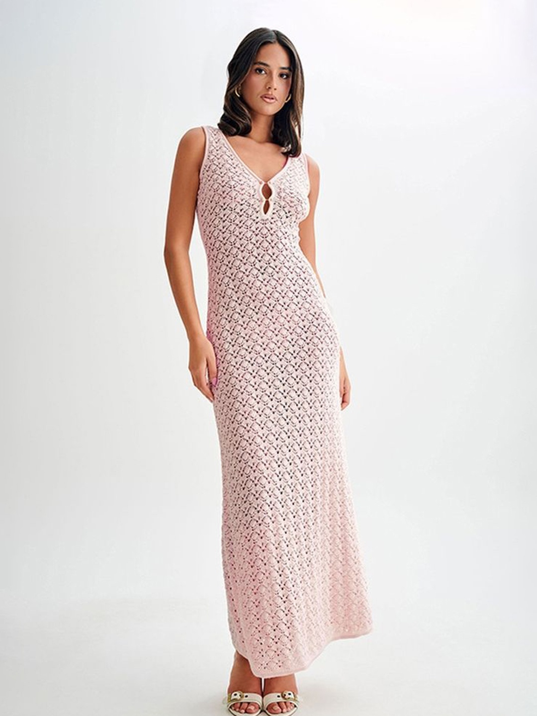 

LULU & SKY Polka Dot Print Maxi Dress, Pink