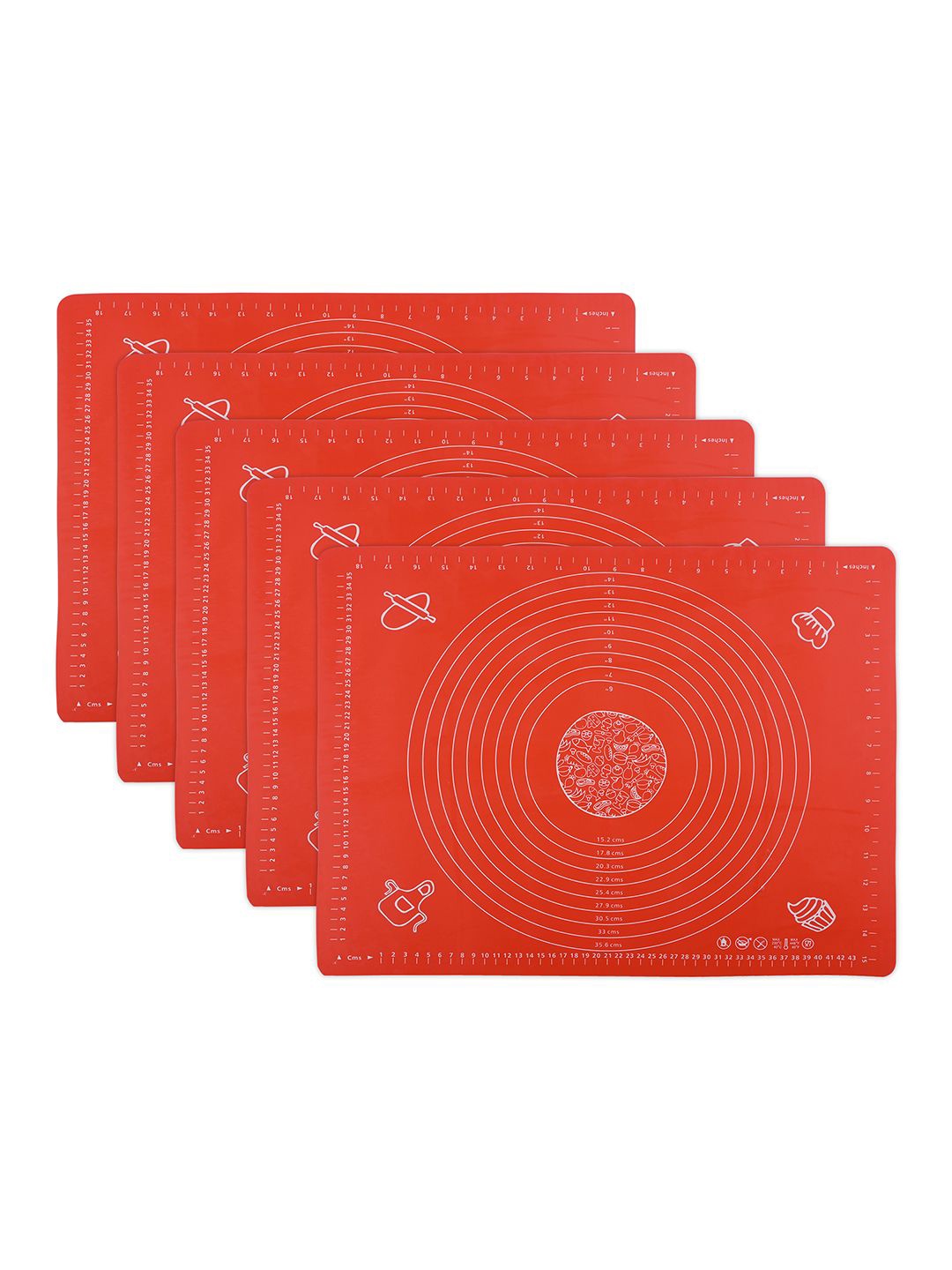 

Kuber Industries 5-Pcs Red Printed Reusable Silicone Mat