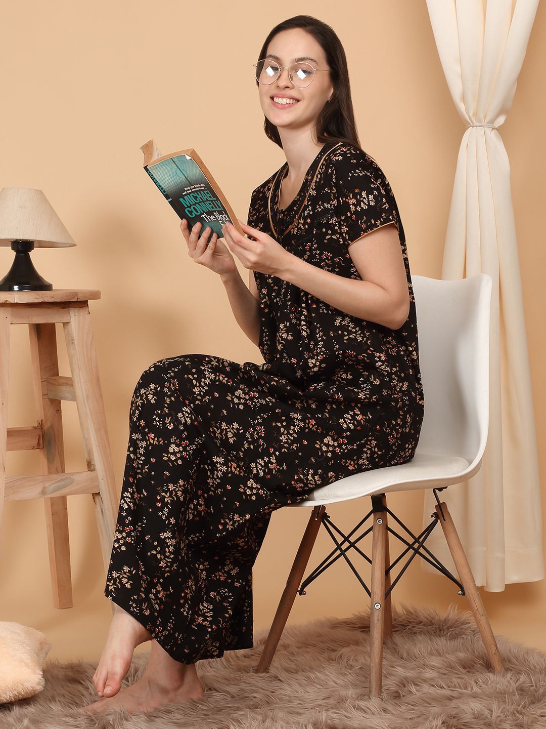 

Sweet Dreams Printed Maxi Nightdress, Black