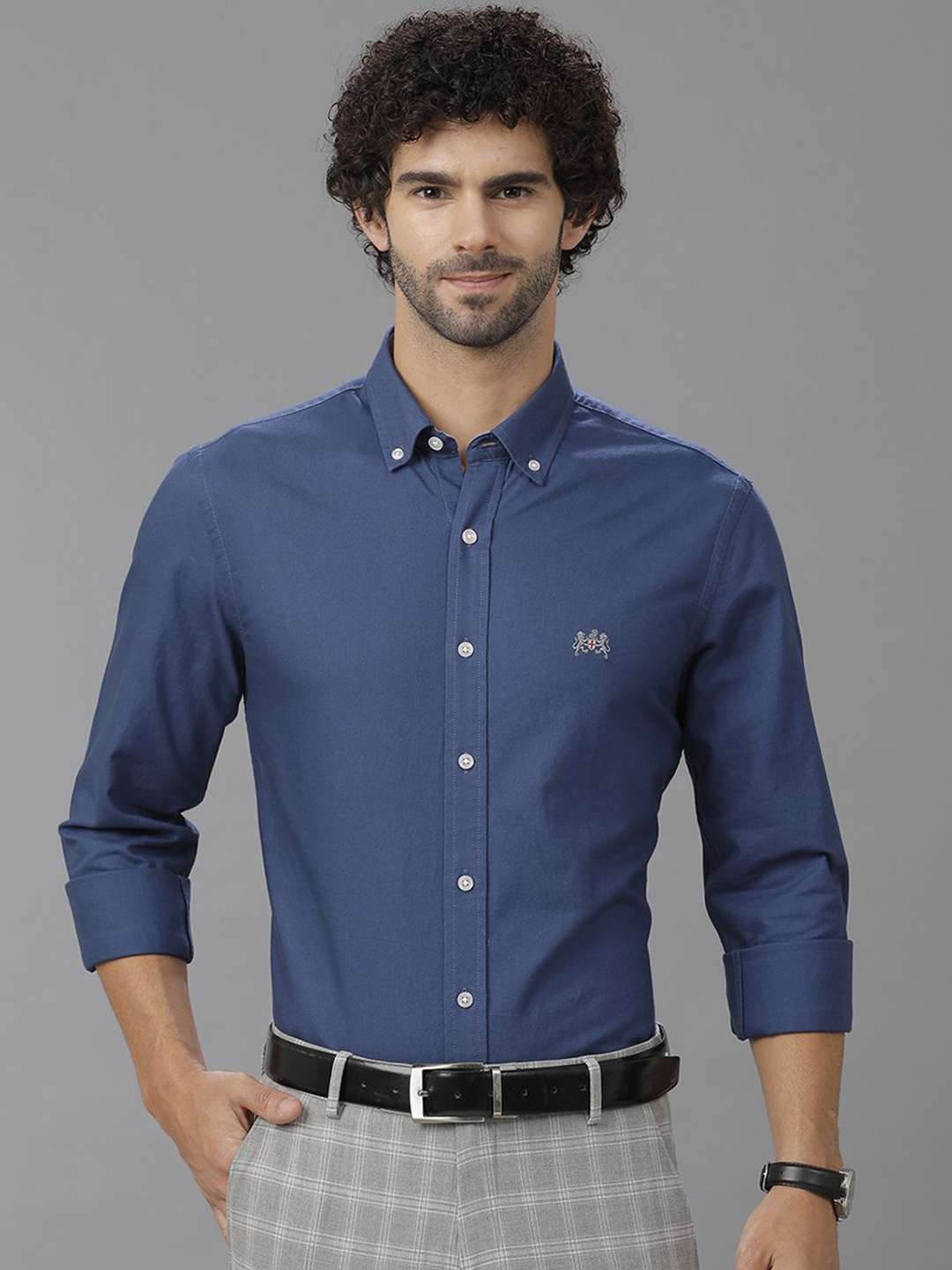 

Double Two Men Comfort Slim Fit Opaque Casual Shirt, Blue