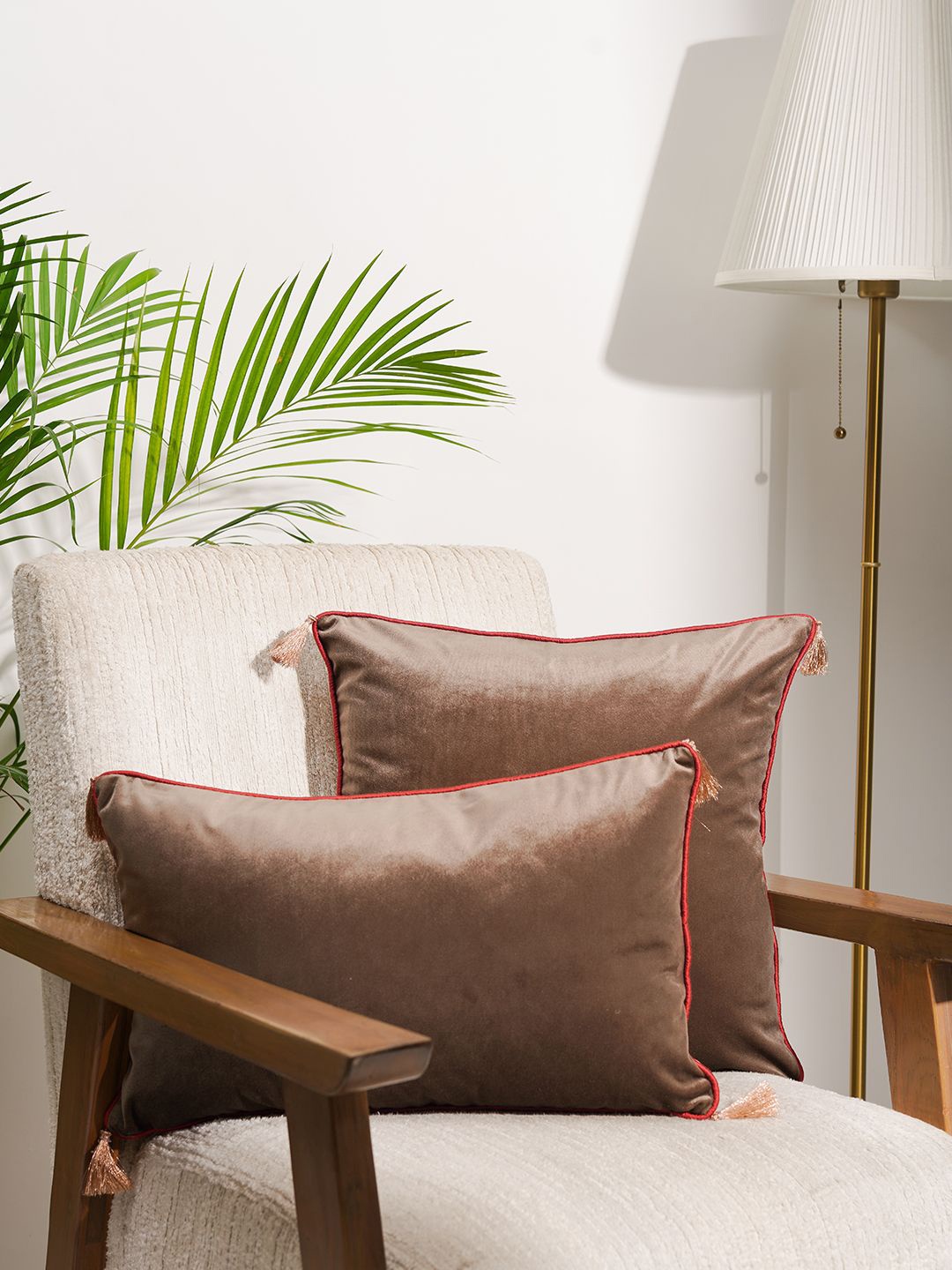 

India Circus by Krsnaa Mehta Brown & Beige Velvet Square Cushion Covers