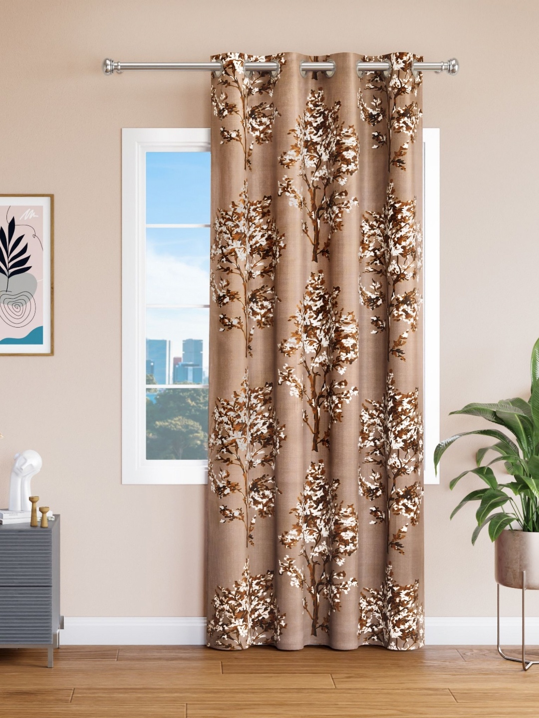 

Aura Brown Floral Door Curtain