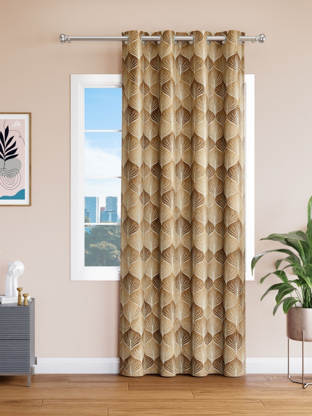 

Aura Brown & White Floral Window Curtain