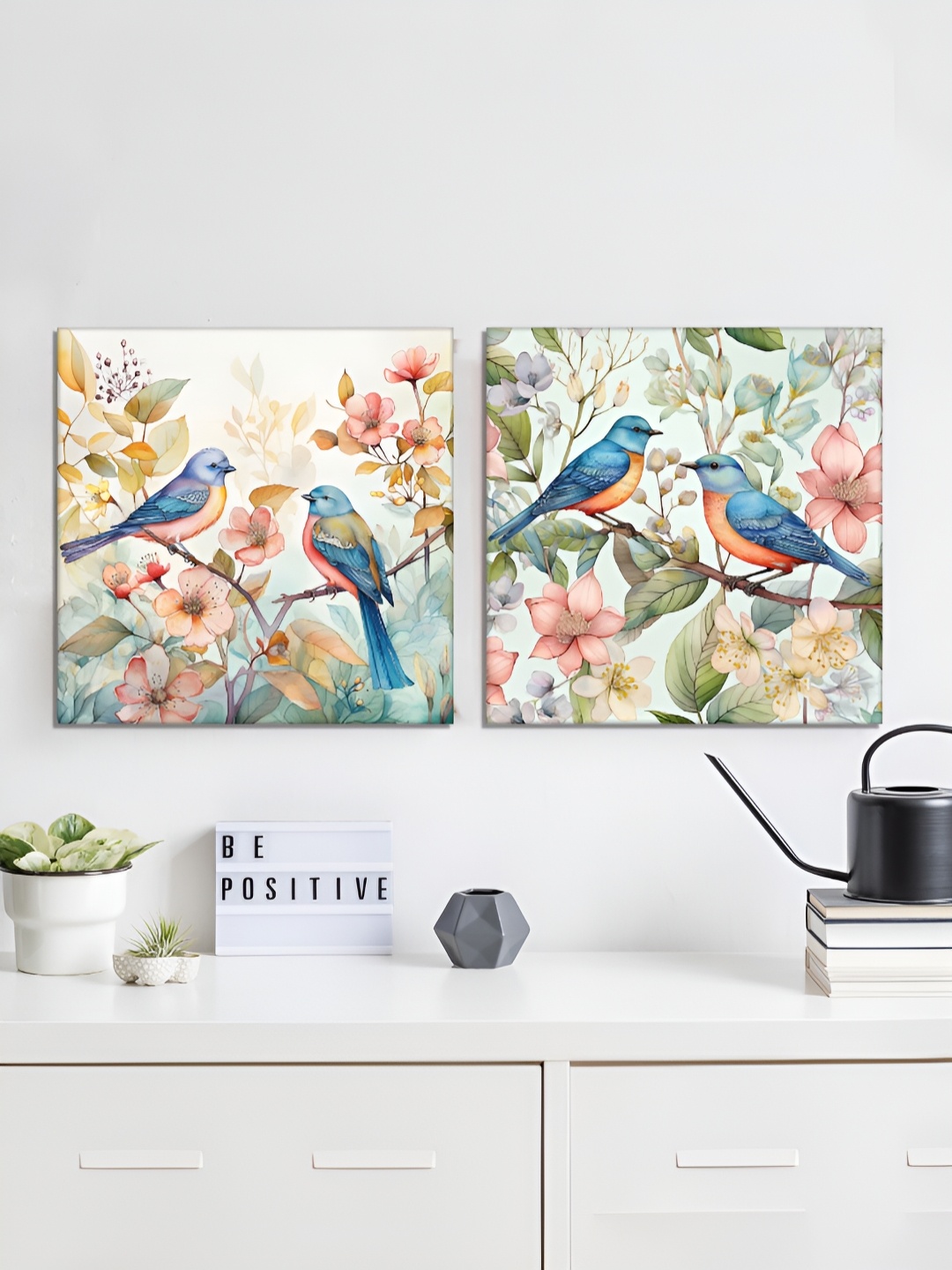 

RANDOM White & Blue 2 Piece Floral and Botanical Canvas Wall Paintings