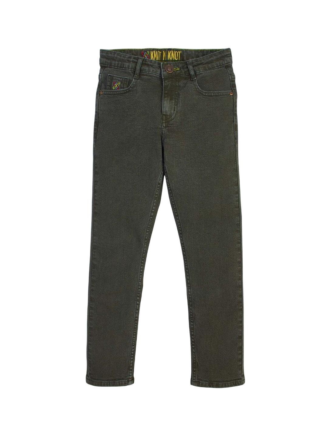 

Knit N Knot Boys Slim Fit Stretchable Jeans, Olive