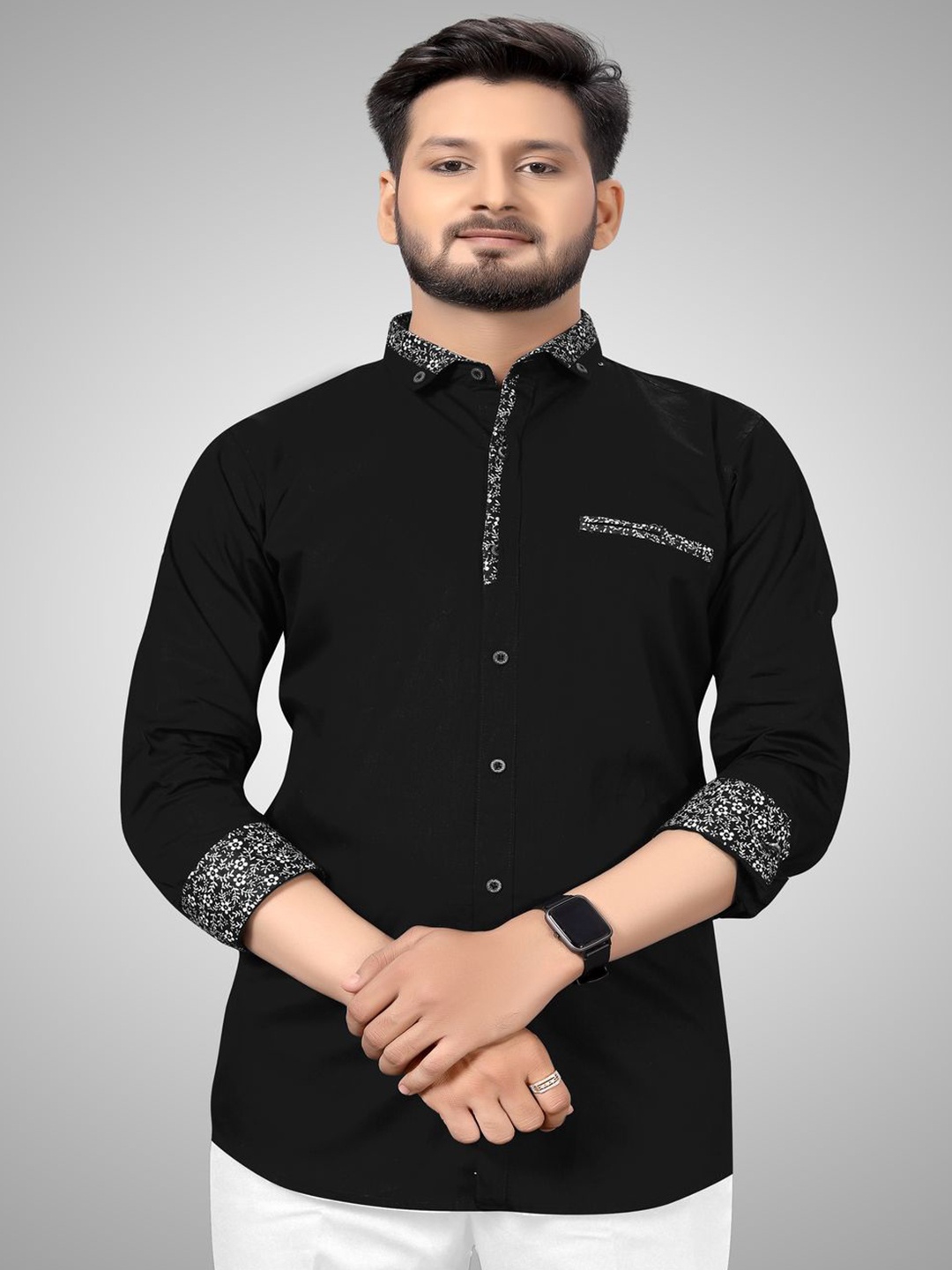 

SKY GLOBAL Men Opaque Casual Shirt, Black