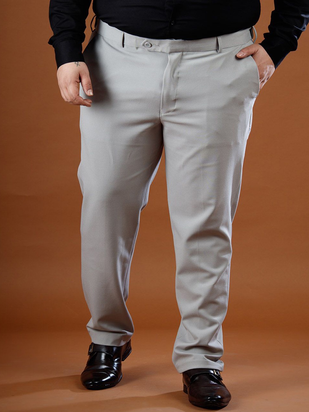 

Muffynn Men Relaxed Straight Leg Straight Fit Formal Trousers, Grey