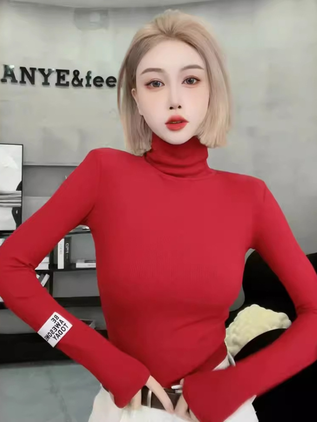 

HERE&NOW High Neck Regular Top, Red