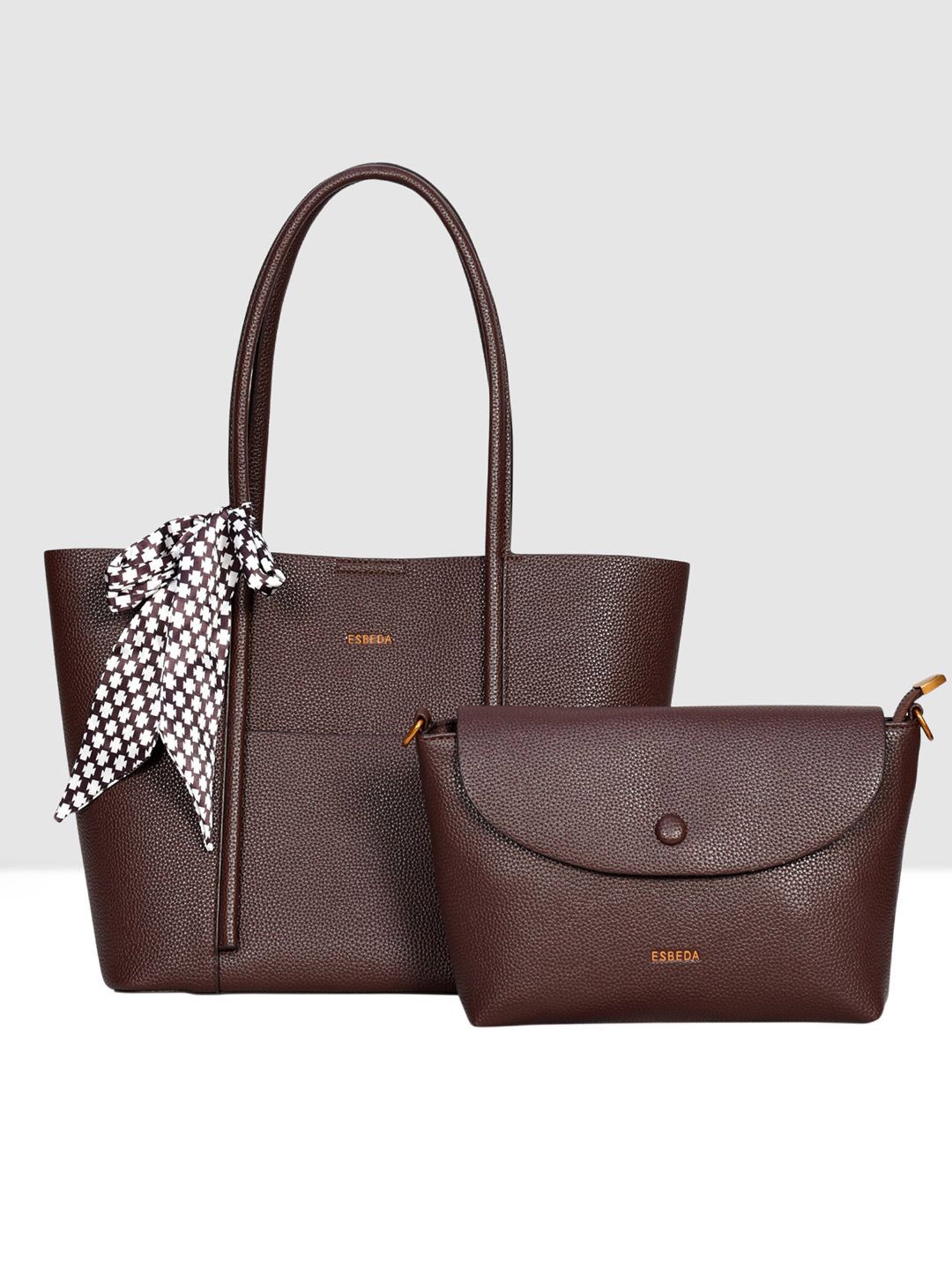 

ESBEDA PU Swagger Shoulder Bag with Cut Work, Brown