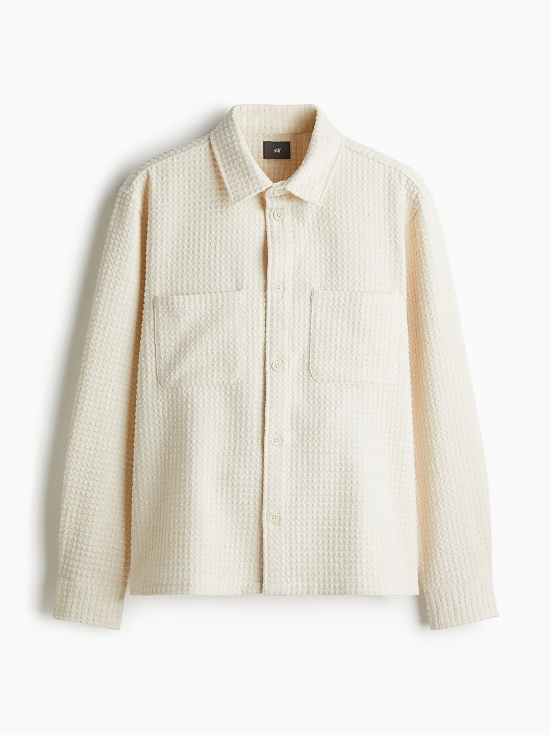 

H&M Loose Fit Waffled Overshirt, White
