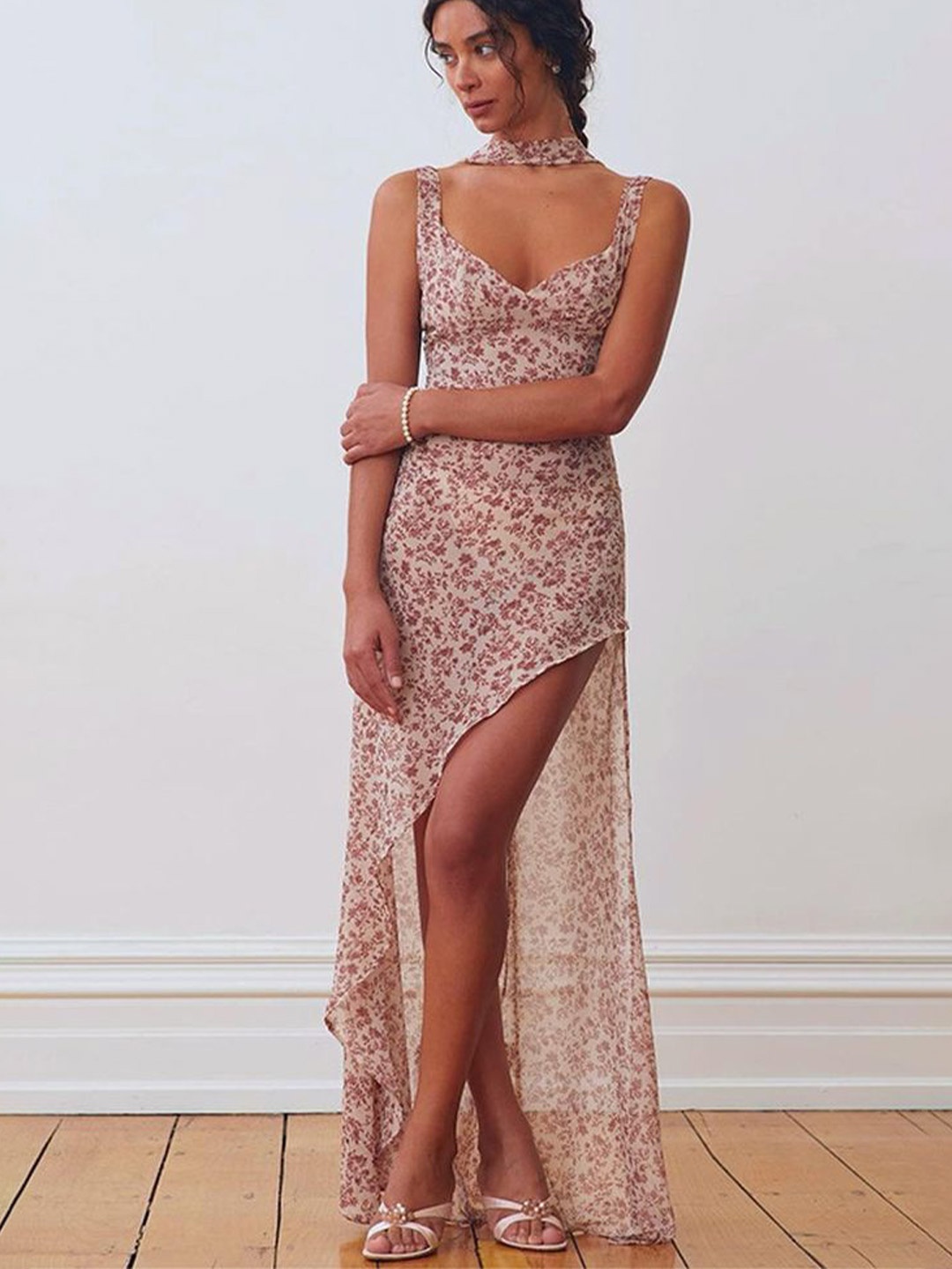 

LULU & SKY Floral Print Maxi Dress, Rose