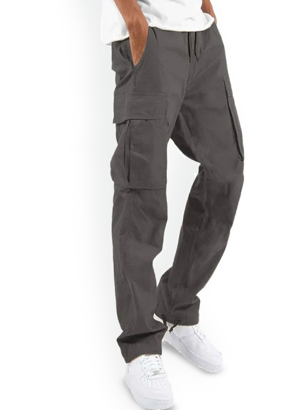 

StyleCast Men Mid-Rise Relaxed Cargos Trousers, Grey
