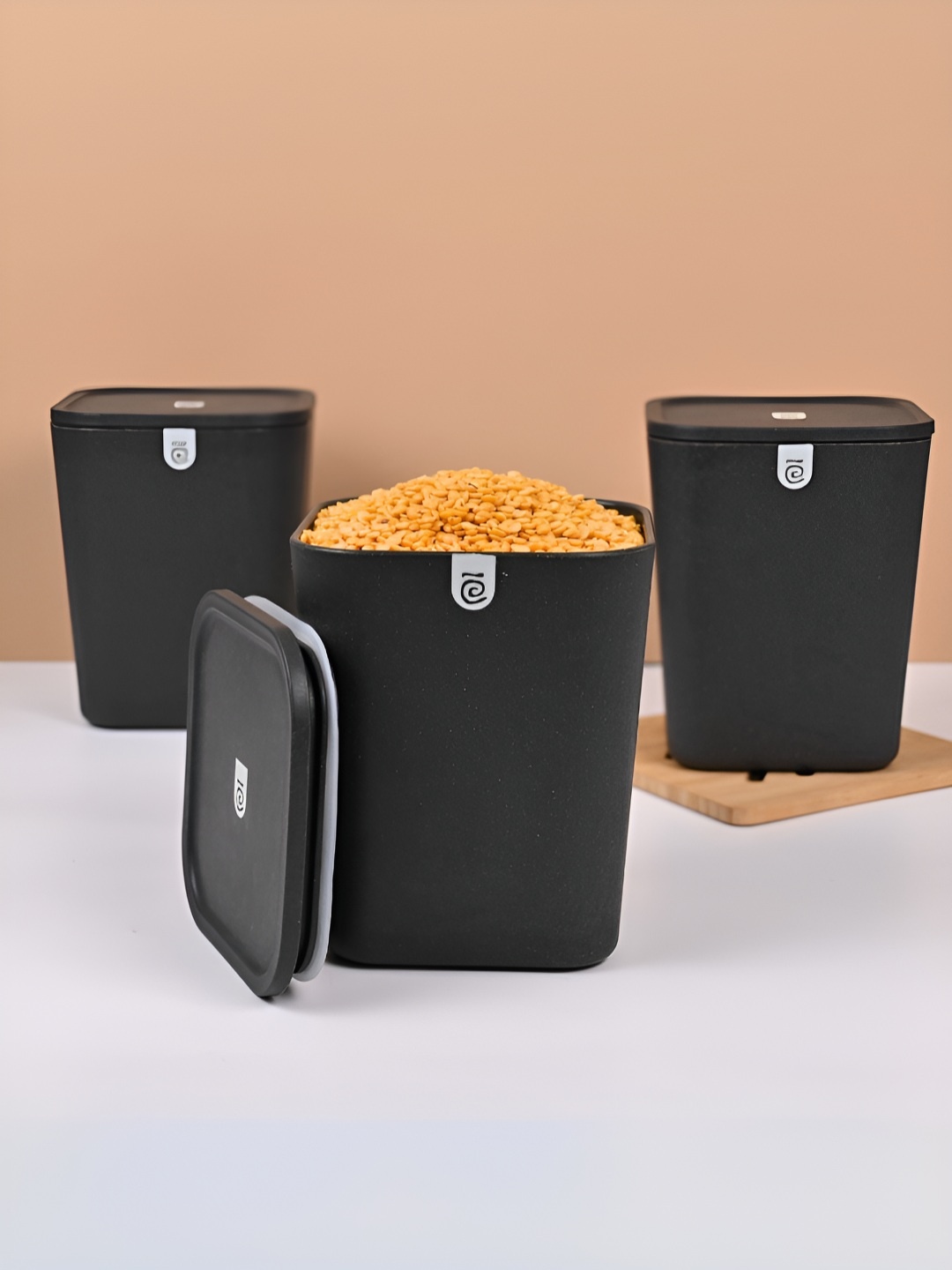 

eha Grey 3 Pieces Dishwasher Safe Canister Container