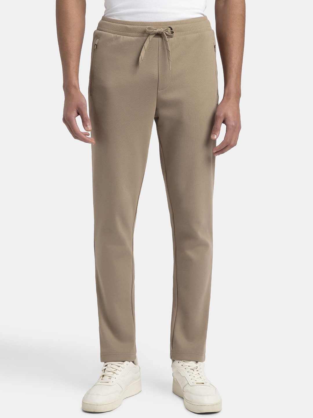 

Jockey Super Combed Cotton Rich Pique Slim Fit Trackpant with Side Zipper Pockets-AM44, Beige
