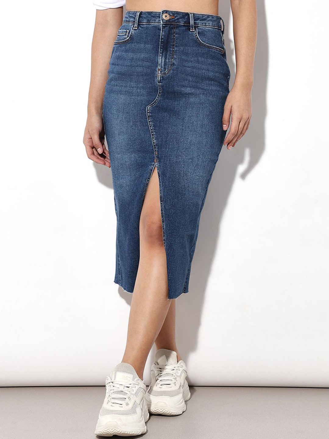 

ONLY Pencil Midi Skirt, Blue