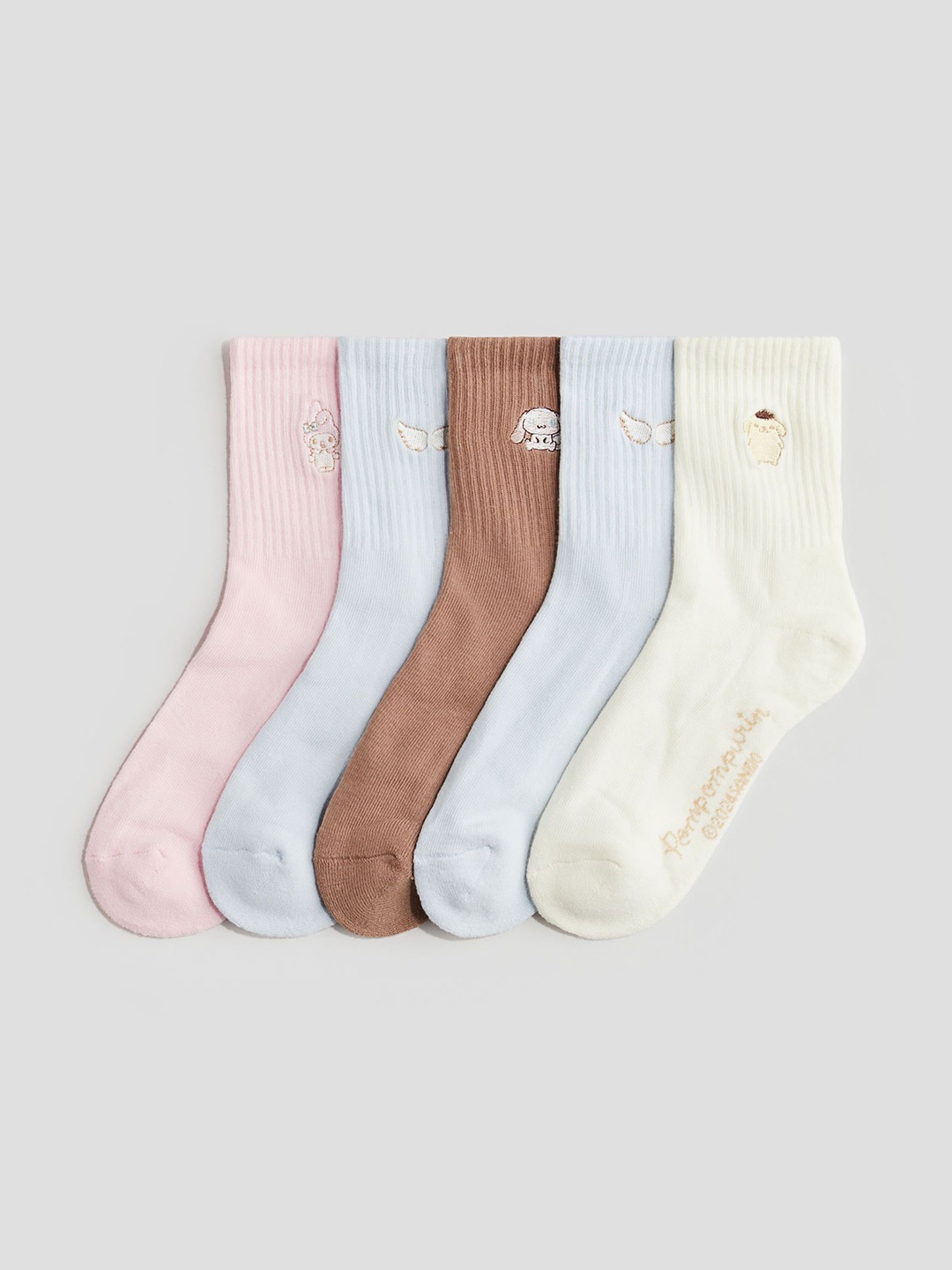 

H&M Girls 5-Pack Appliqued Socks, Blue