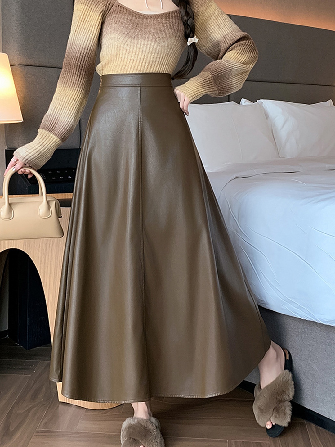 

LULU & SKY Women A-Line Maxi Skirt, Brown