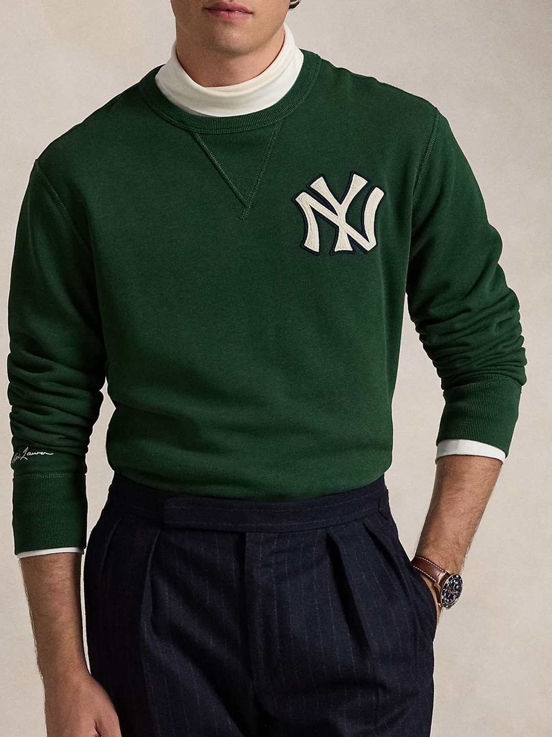 

Polo Ralph Lauren Printed Pure Cotton Round Neck Long Sleeve Sweatshirt, Green