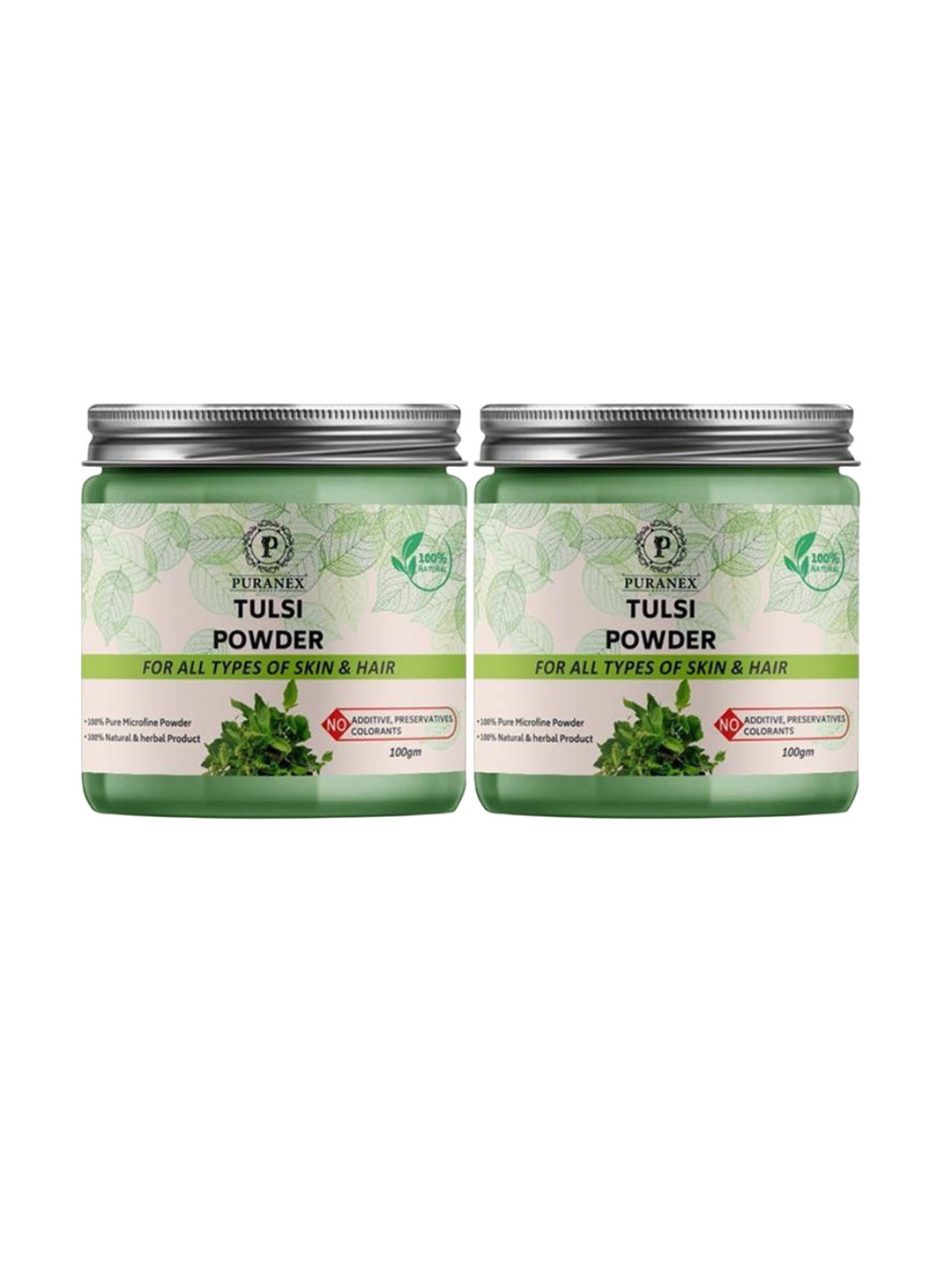 

Puranex Set Of 2 100% Natural & Pure Tulsi Powder -100 gm Each, White