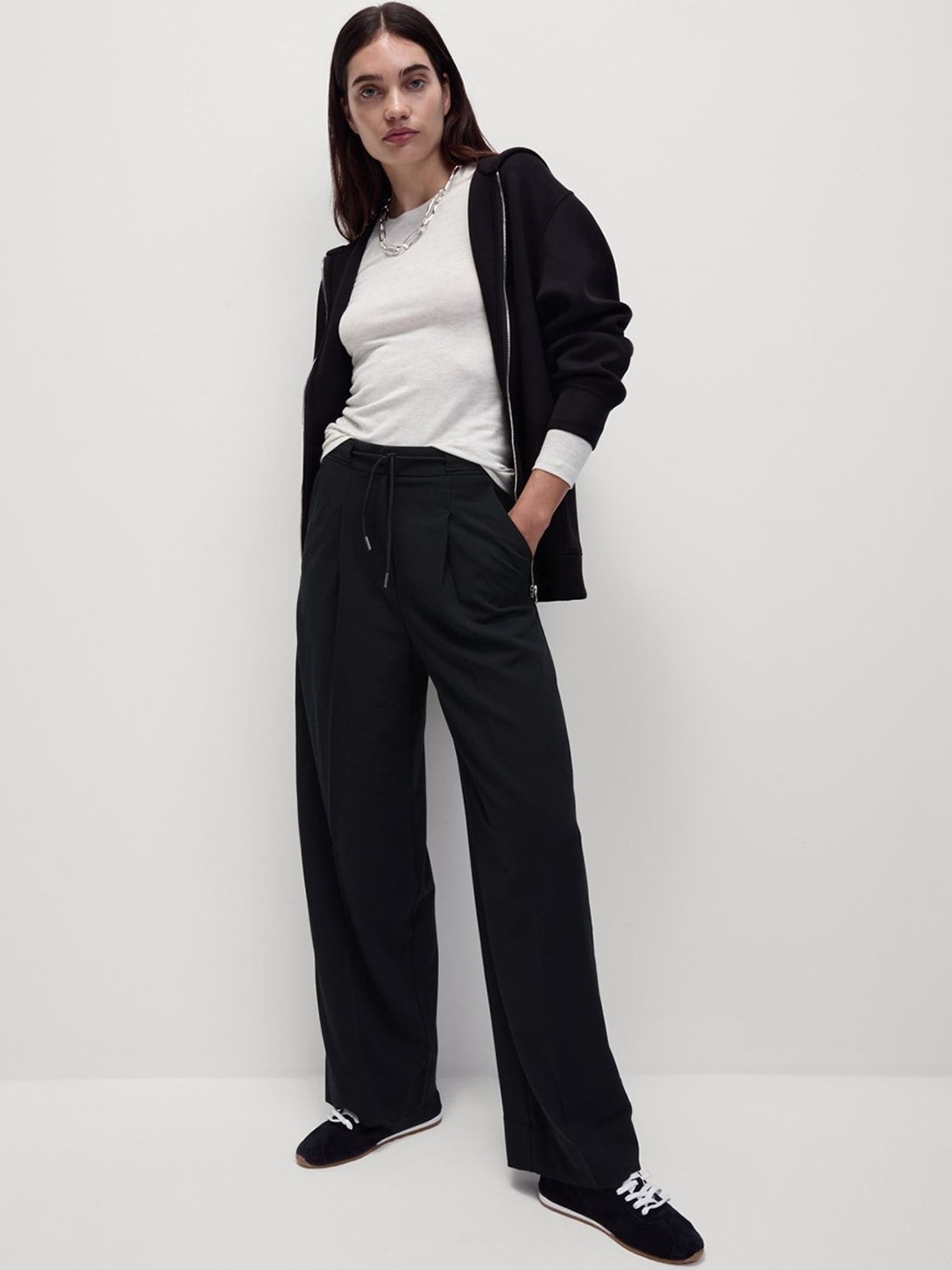 

Marks & Spencer Women High-Rise Parallel Trousers, Black