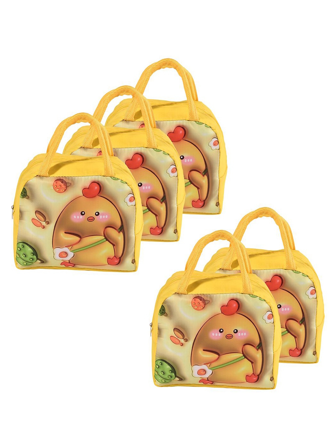 

Kuber Industries Kids Set of 5 Chick Printed Lunch bags Travel Accessory, Yellow