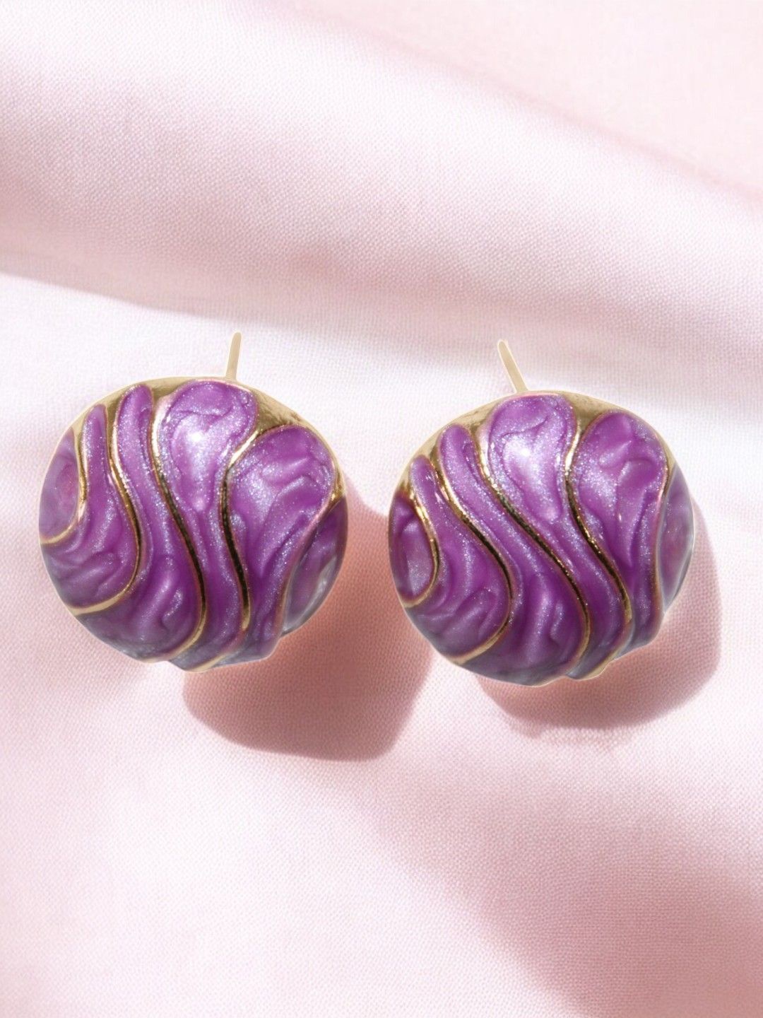 

Jolly Faces Stone Studded Contemporary Studs, Purple