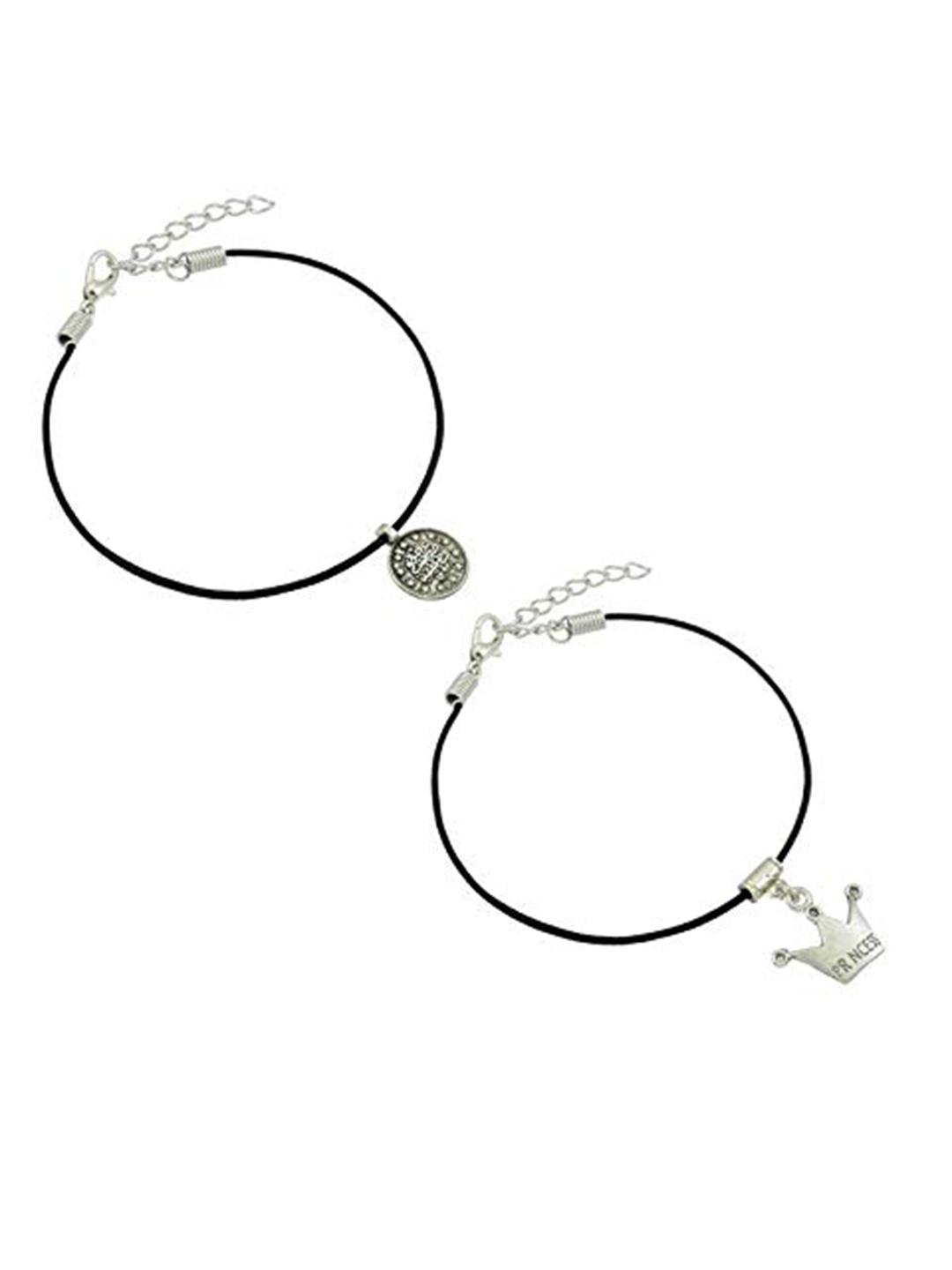 

HIGH TRENDZ Women Set of 2 Anklets, Black