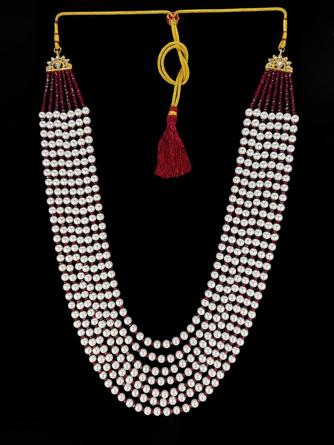 

Radhe Creation Men Gold-Plated Pearls Necklace, White