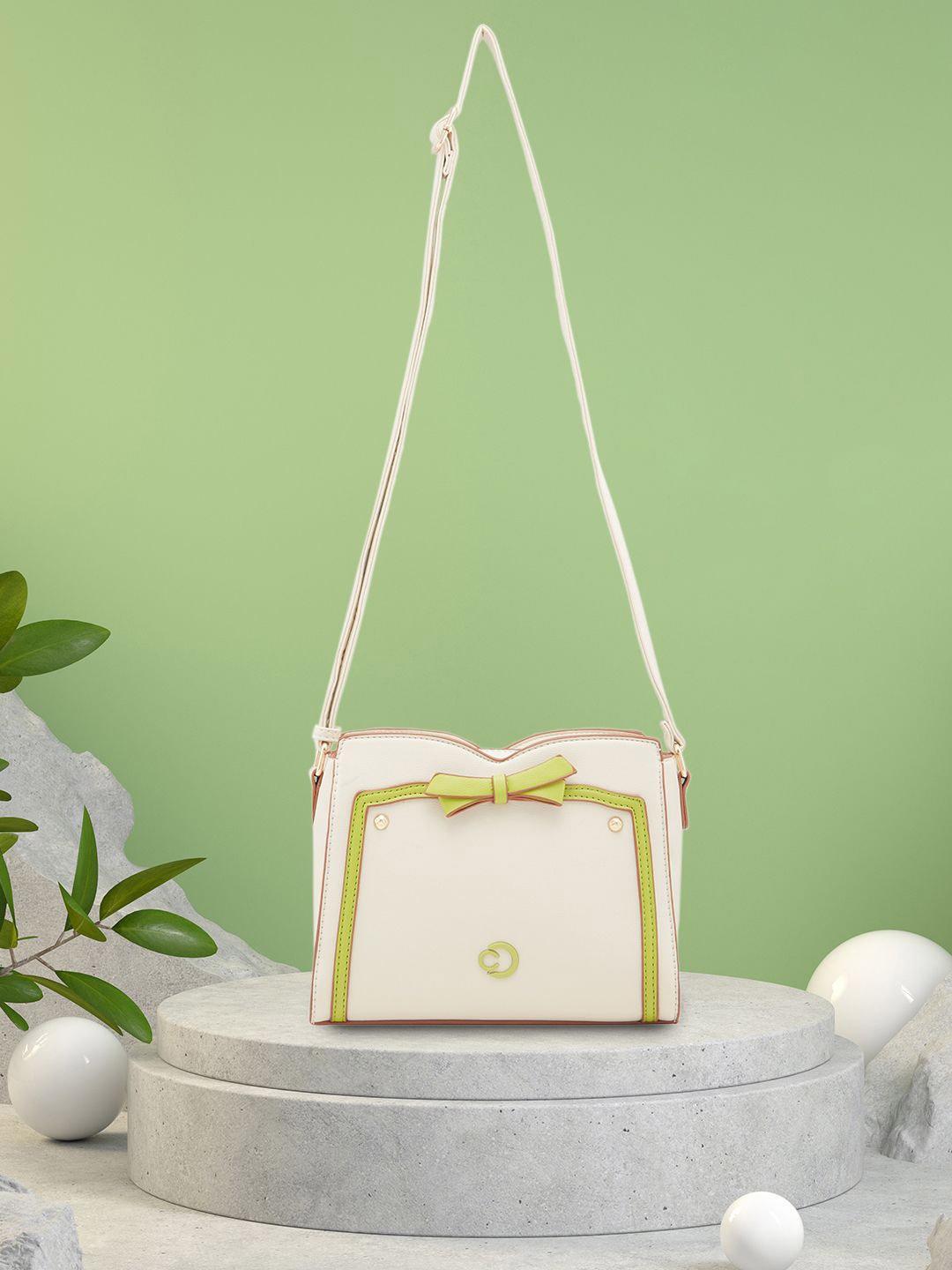 

Caprese Women Amayra Structured Sling Bag, Cream