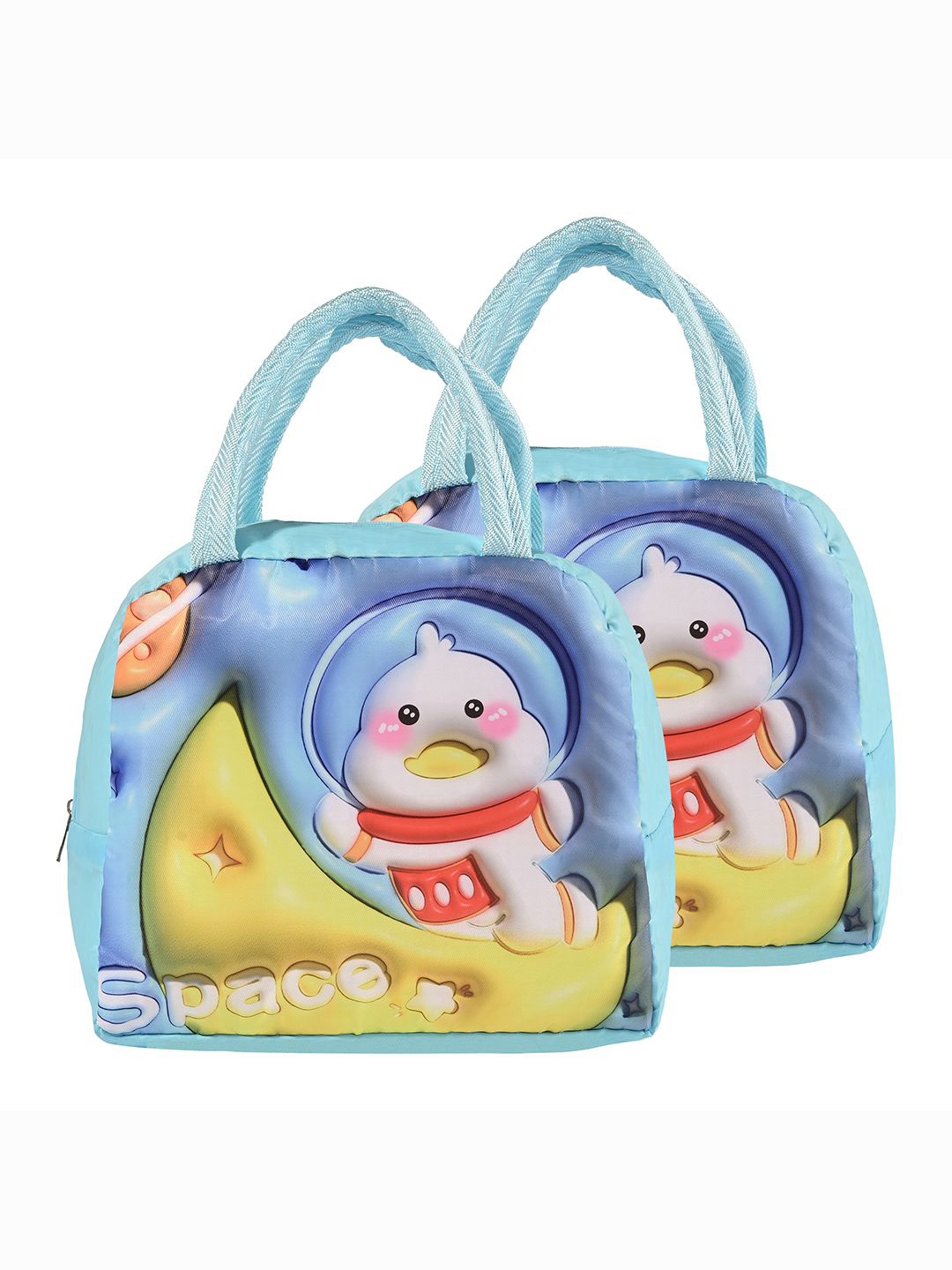 

Kuber Industries Kids Set of 2 Chick Printed Lunch bags Travel Accessory, Blue