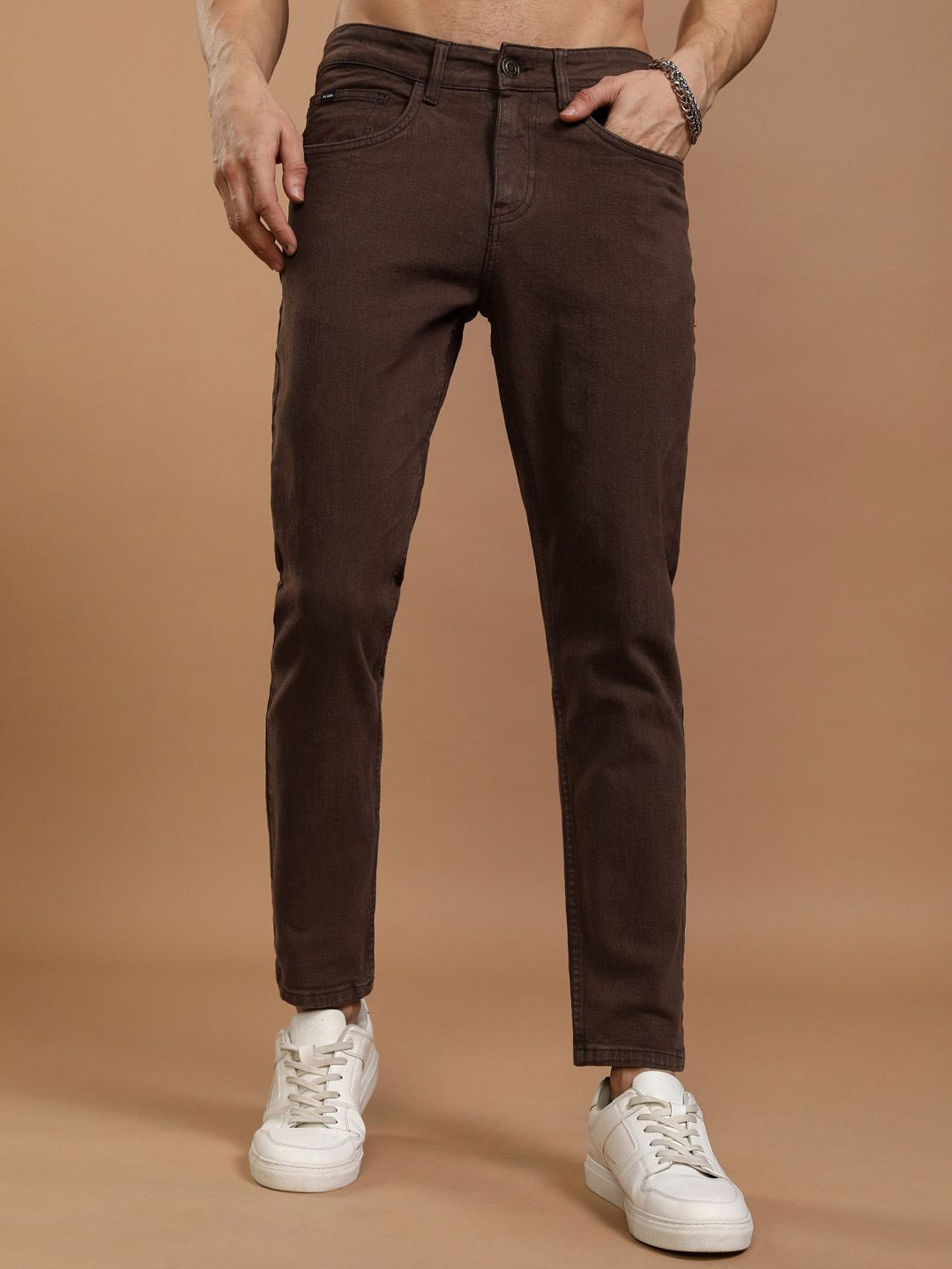 

HIGHLANDER Men Slim Fit Stretchable Jeans, Brown