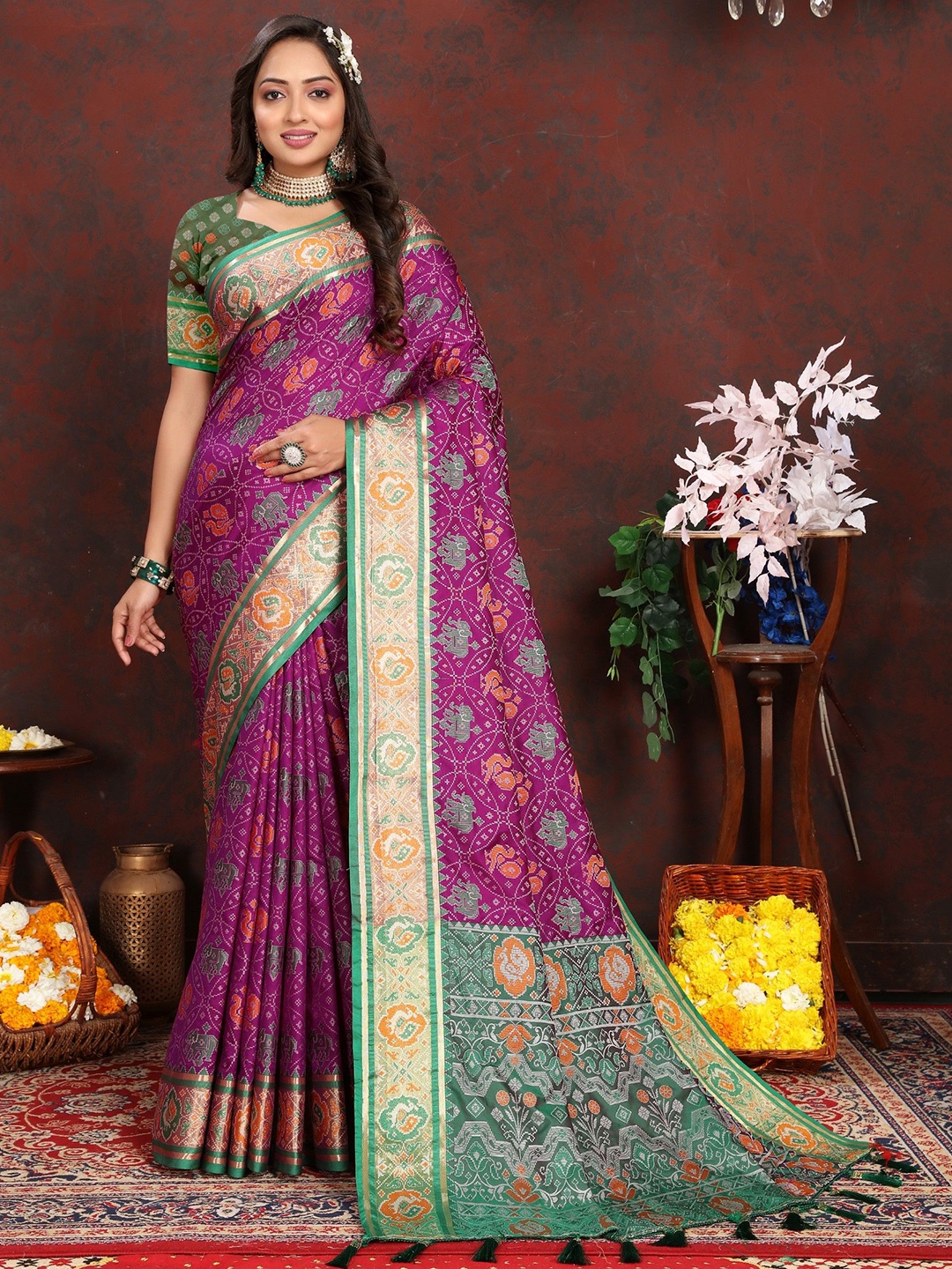 

Anaita Woven Design Patola Saree, Purple