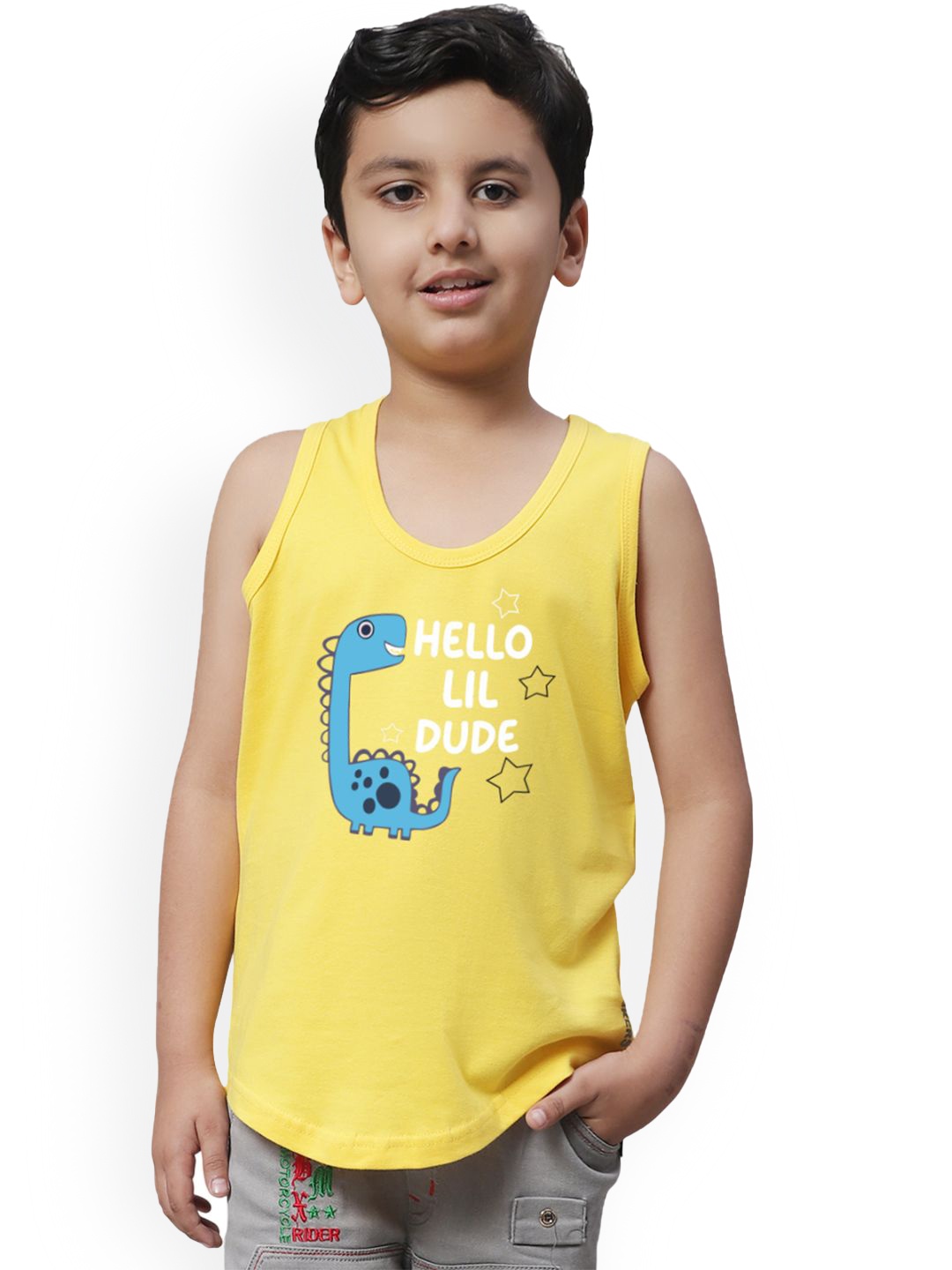

Friskers Boys Printed Cotton Innerwear Vest 291124KDC704-06, Yellow