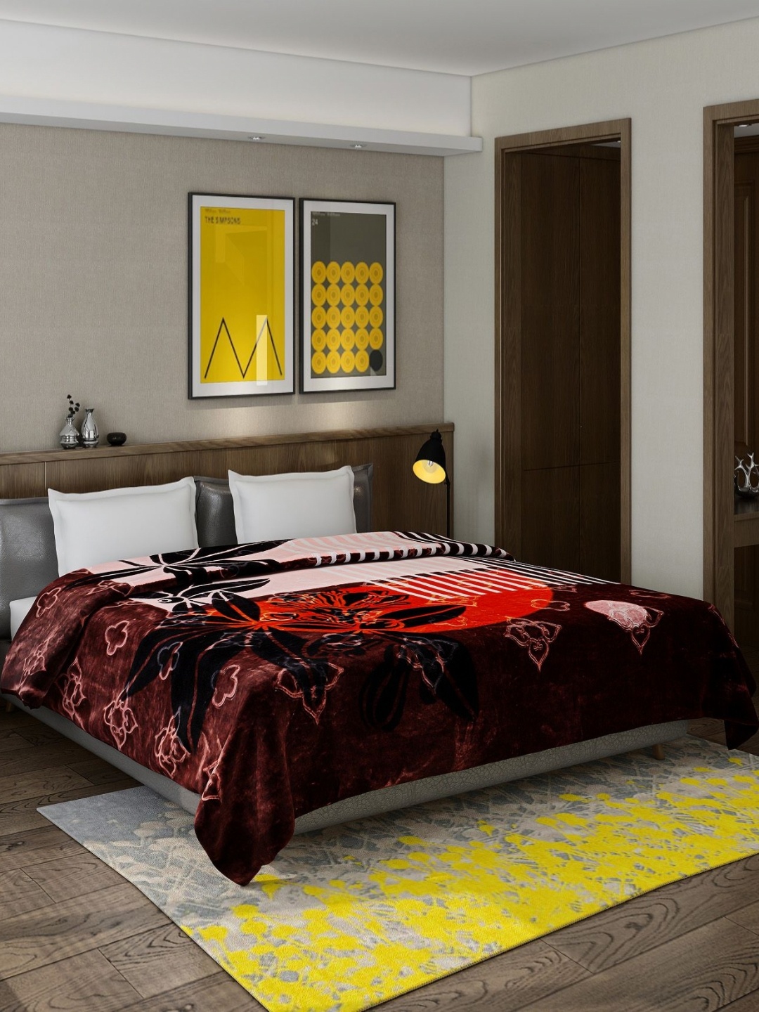 

Monte Carlo White & Black Floral Printed 900 GSM Heavy Winter Double Bed Blanket