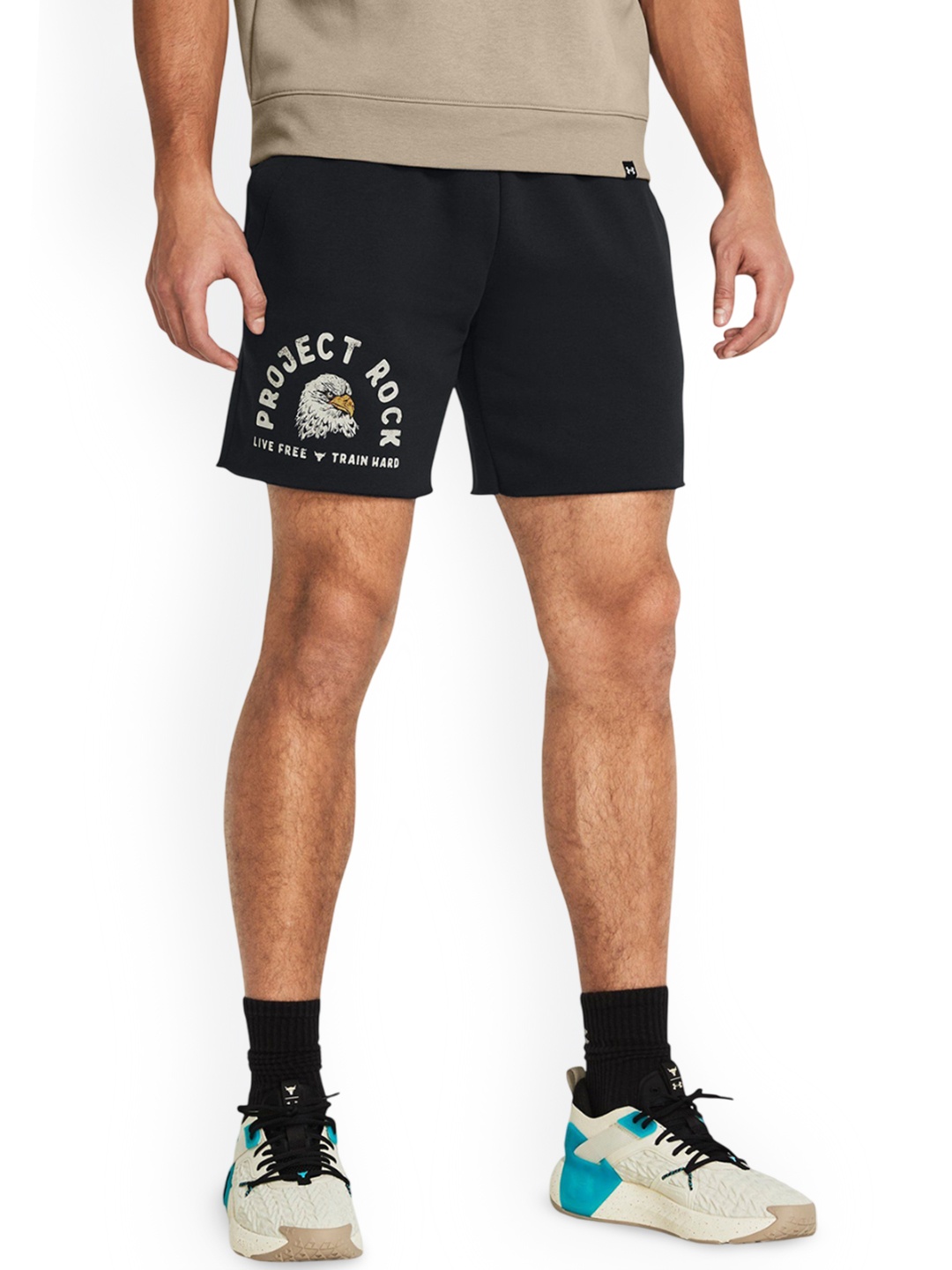 

UNDER ARMOUR Project Rock Essential Relaxed-Fit Shorts, Black