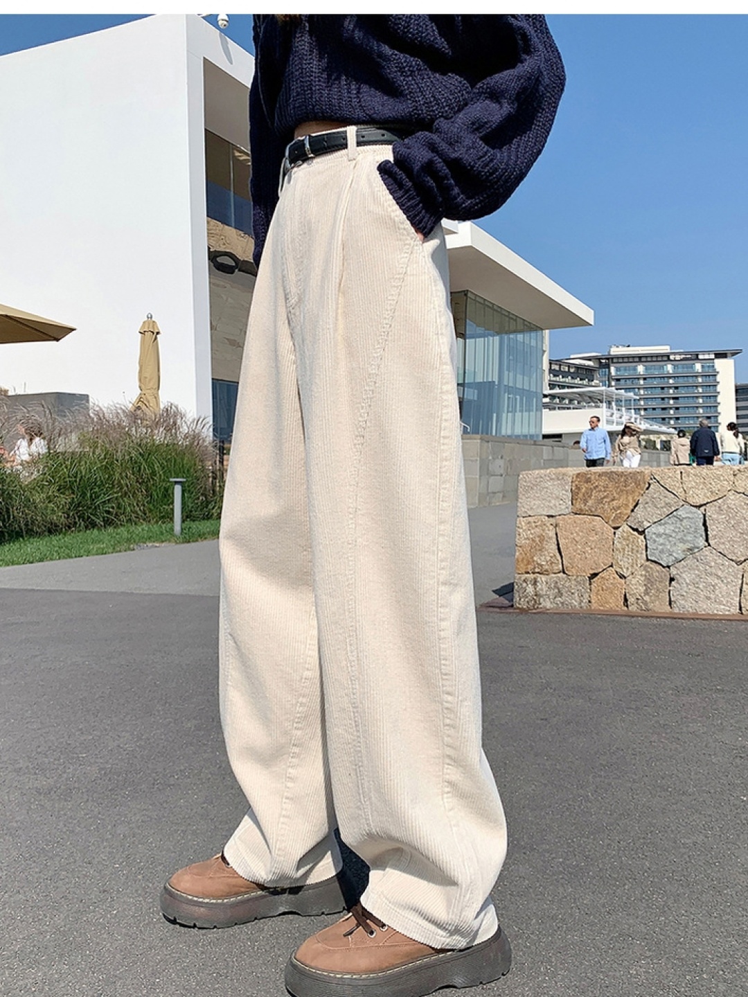 

LULU & SKY Women Straight Fit Wide Leg Trousers, Beige