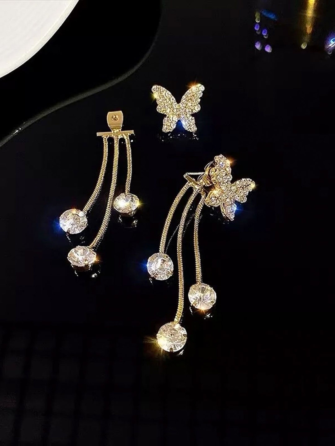 

PolluxCraft Gold-Plated Beaded Geometric Drop Earrings