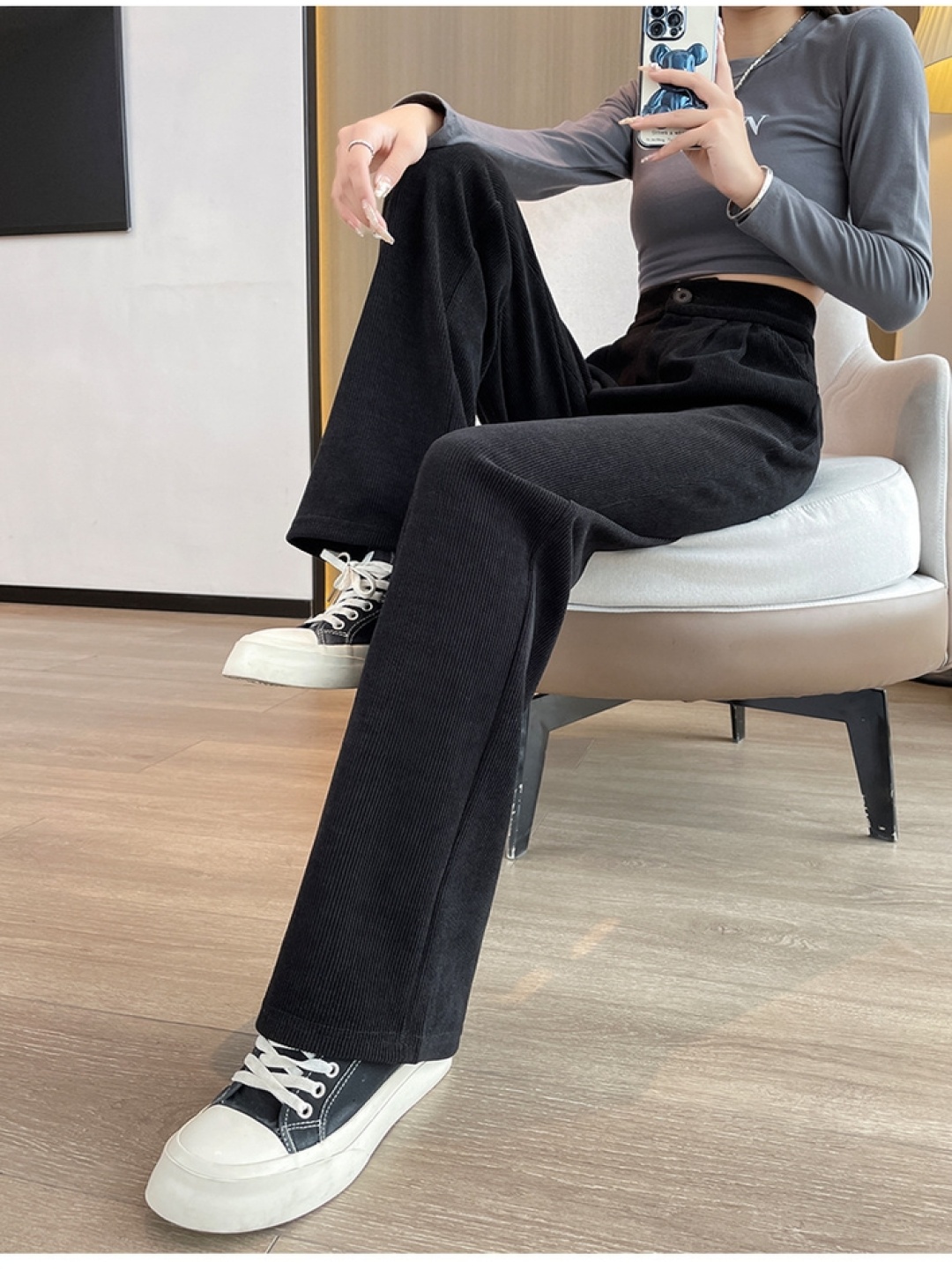 

LULU & SKY Women Straight Fit High-Rise Trousers, Black