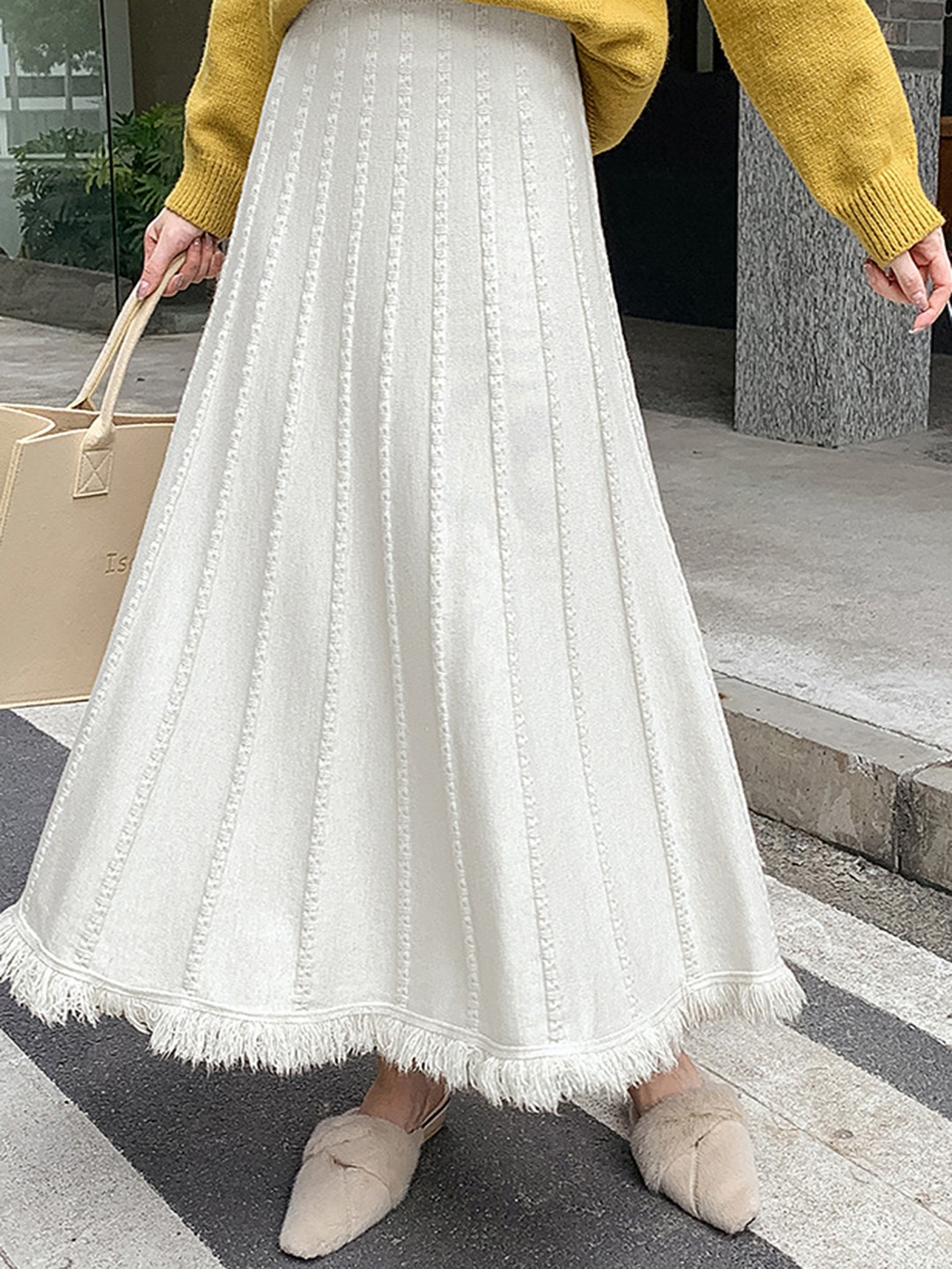 

LULU & SKY Women A-Line Maxi Skirt, Off white