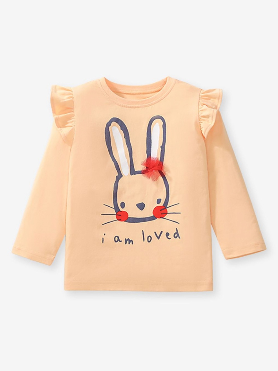 

JC SPARKLE Girls Graphic Printed Round Neck Cotton T-shirt, Peach