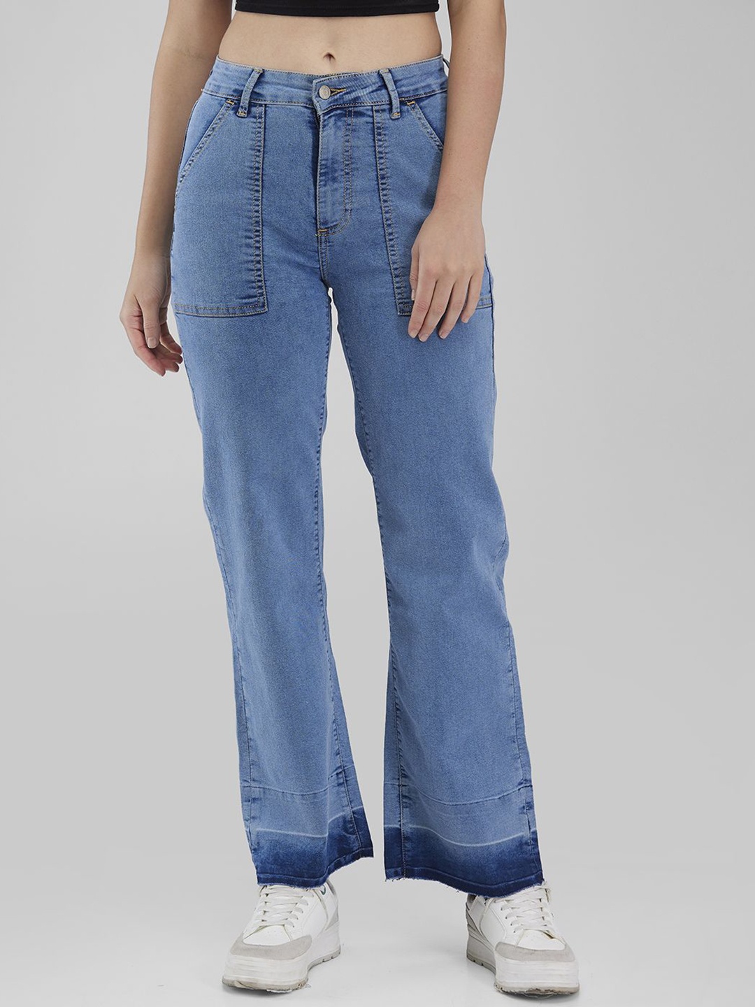 

IZEL Women Wide Leg Heavy Fade Jeans, Blue