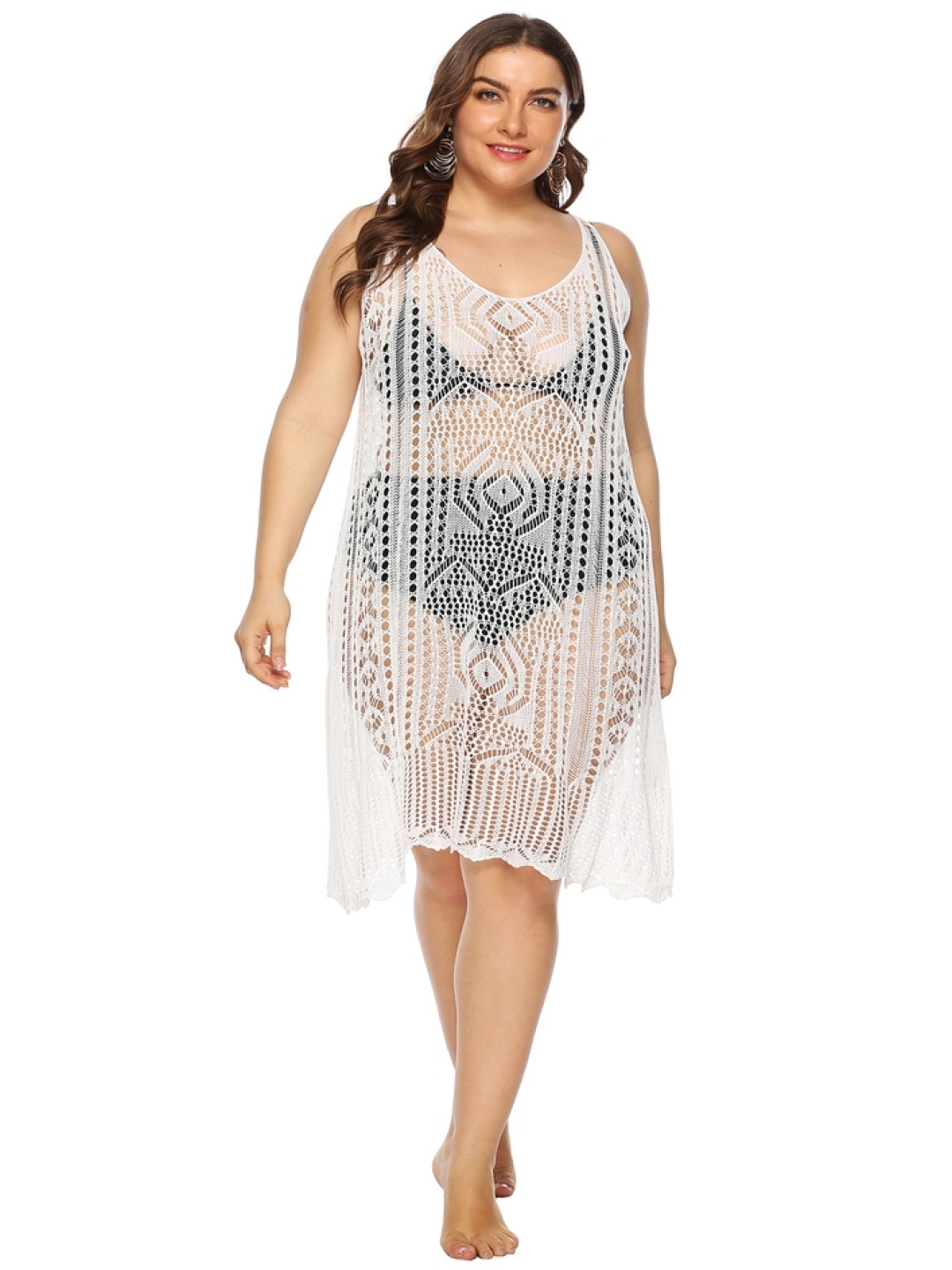

LULU & SKY Women Plus Size Swimwear Coverup Top, White