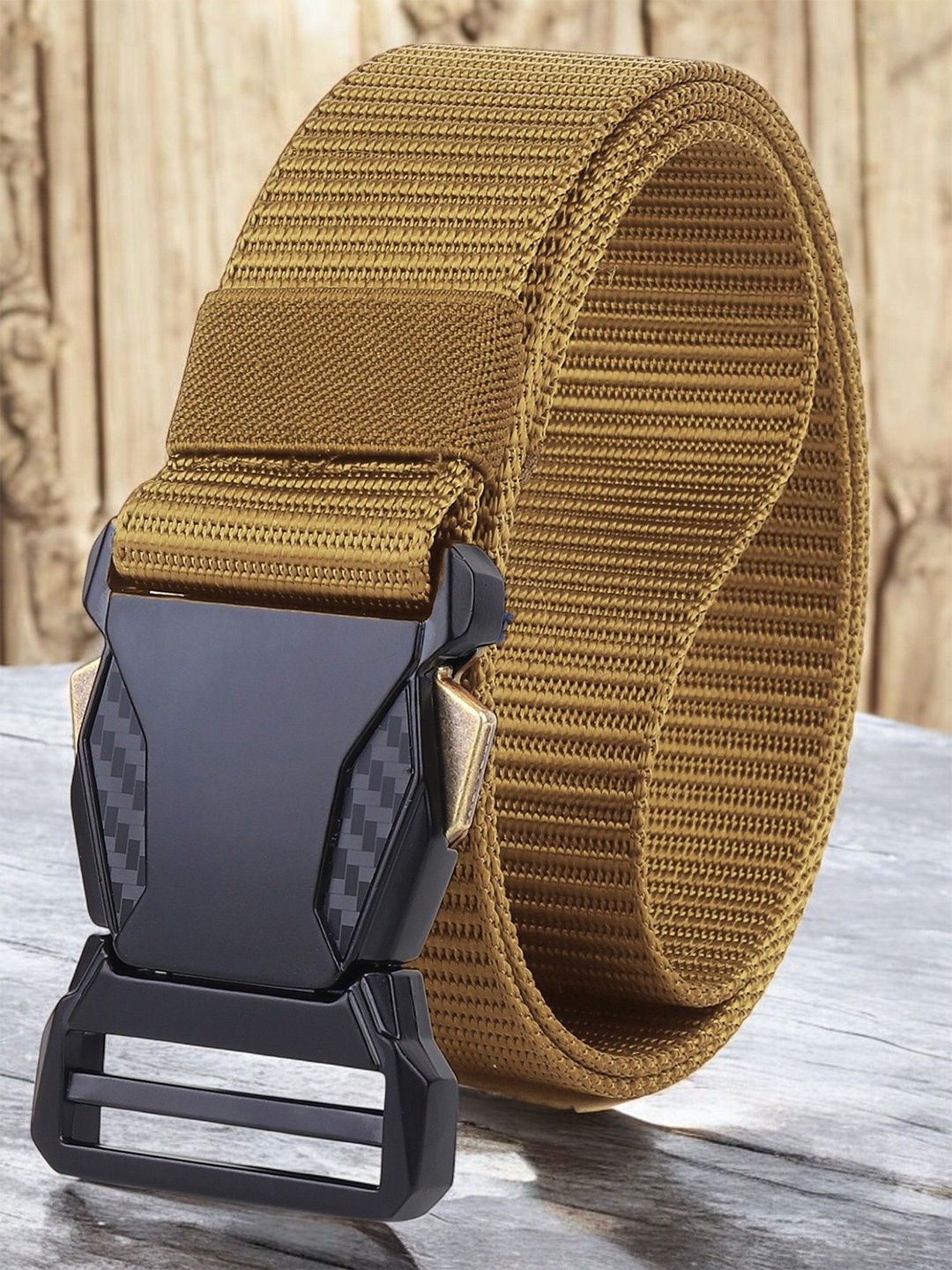 

glitchez Men Textured Belt, Gold